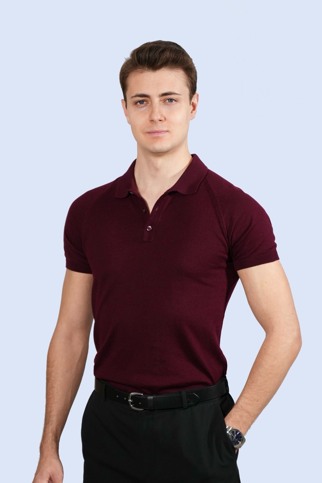 Bordo Polo Yaka Triko Tişört