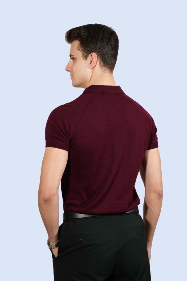 Bordo Polo Yaka Triko Tişört