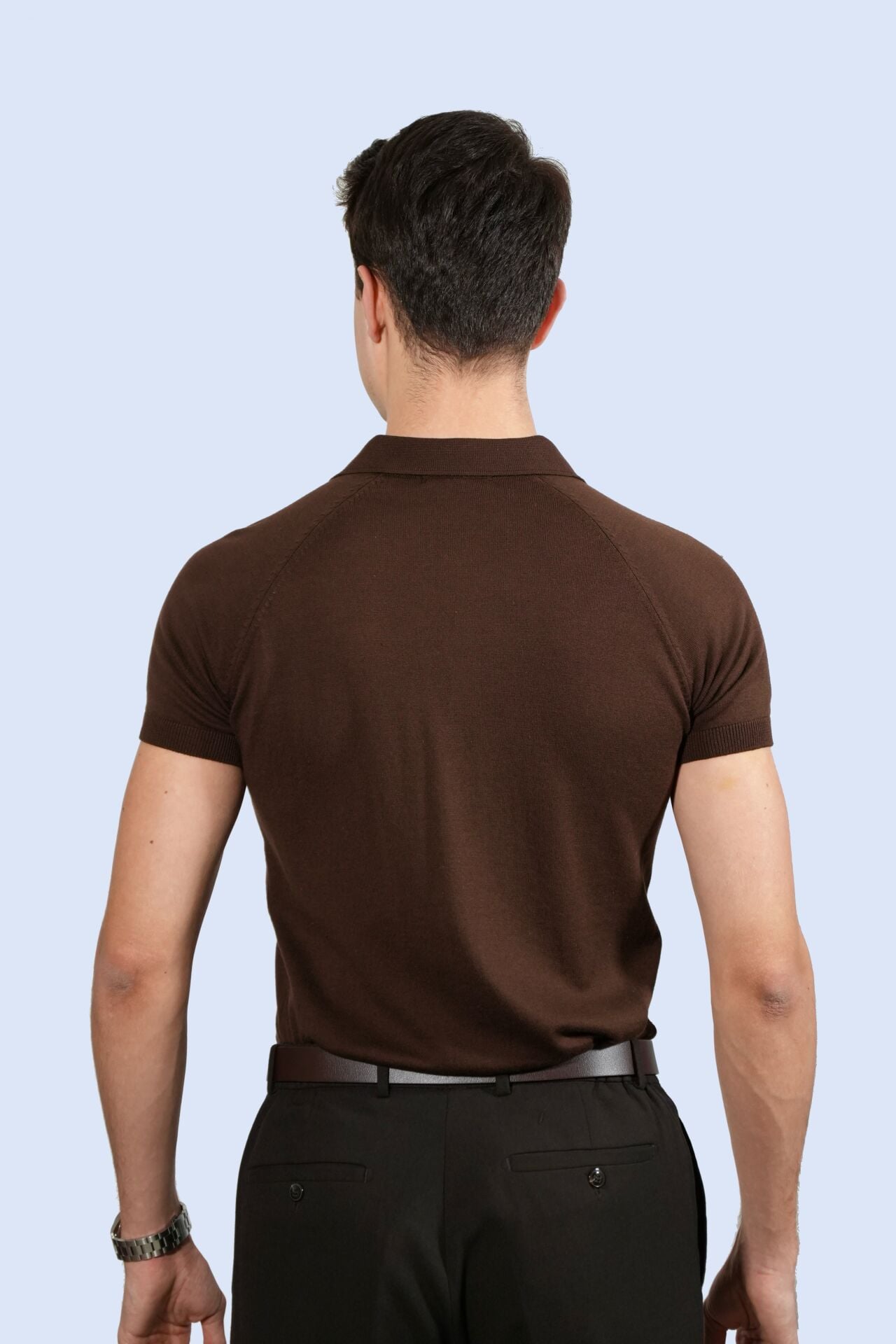 Kahverengi Polo Yaka Triko Tişört