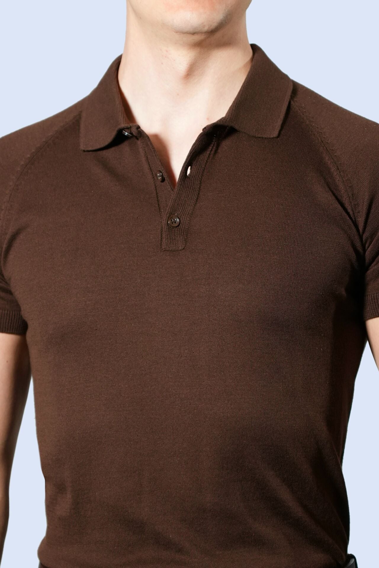 Kahverengi Polo Yaka Triko Tişört