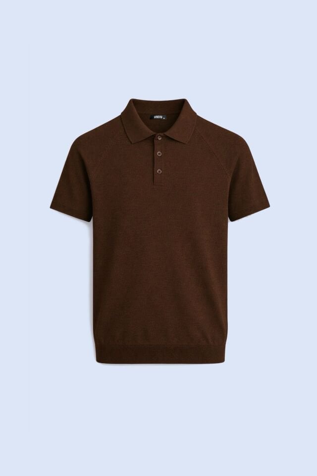 Kahverengi Polo Yaka Triko Tişört