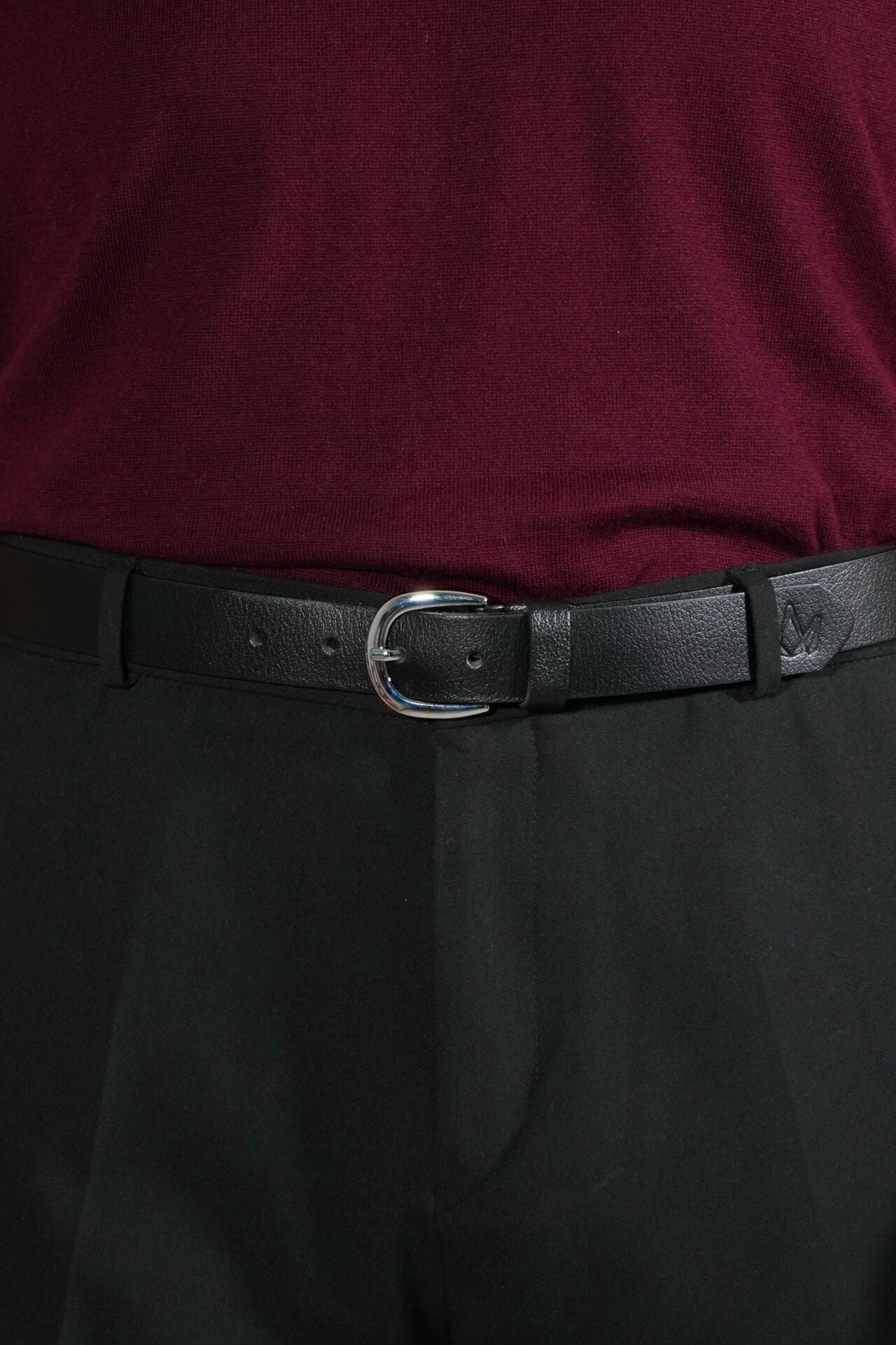 Vintage Tasarım Siyah Deri Kemer