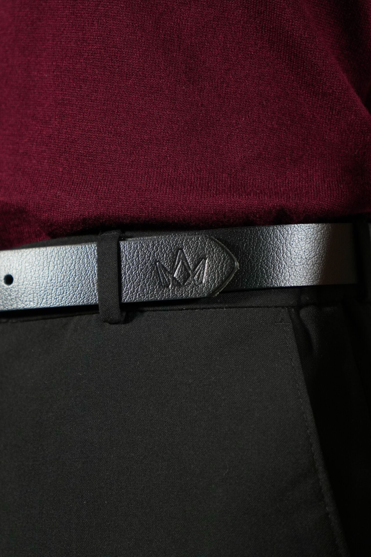 Vintage Tasarım Siyah Deri Kemer