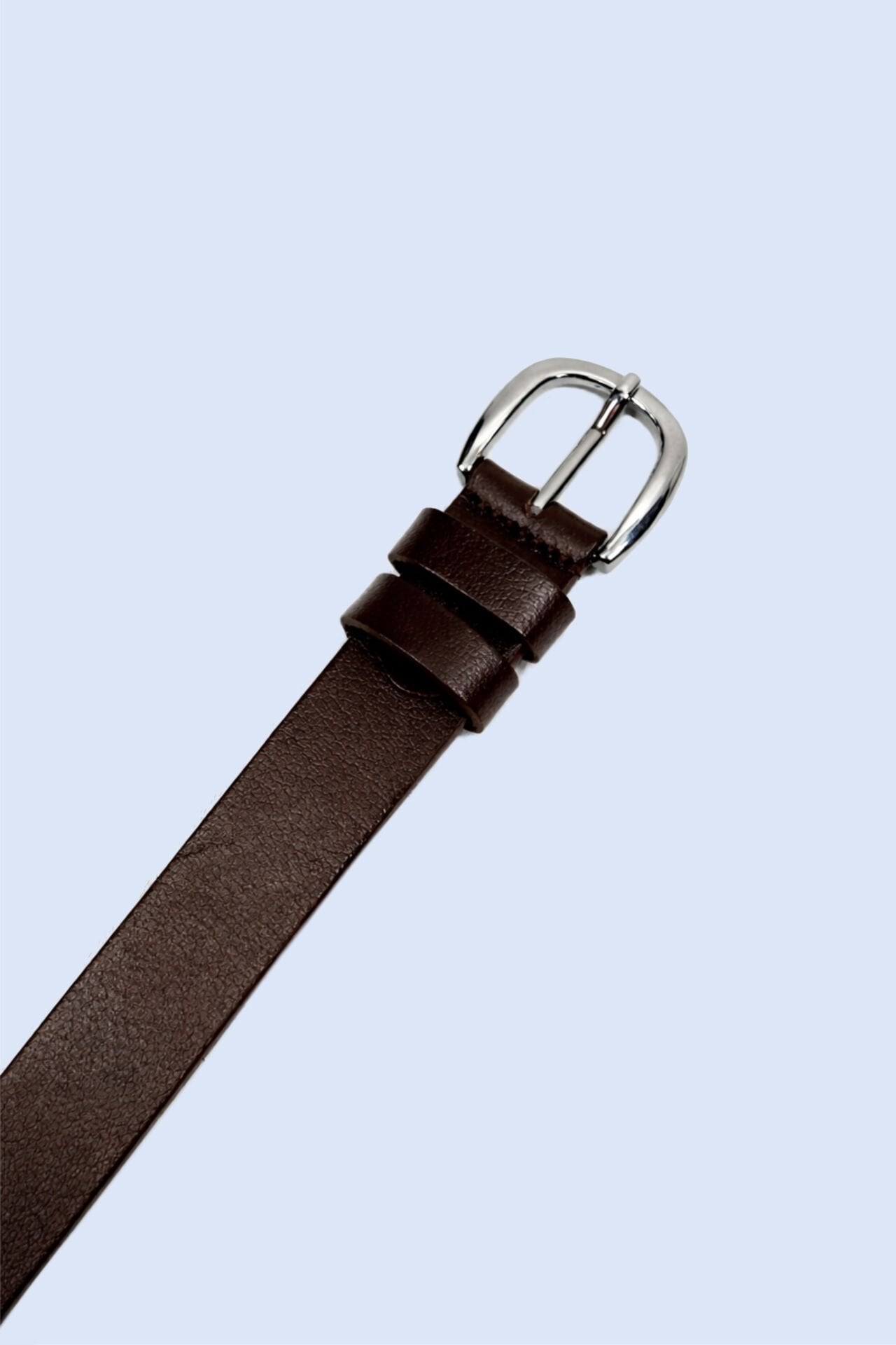 Vintage Tasarım Kahverengi Deri Kemer