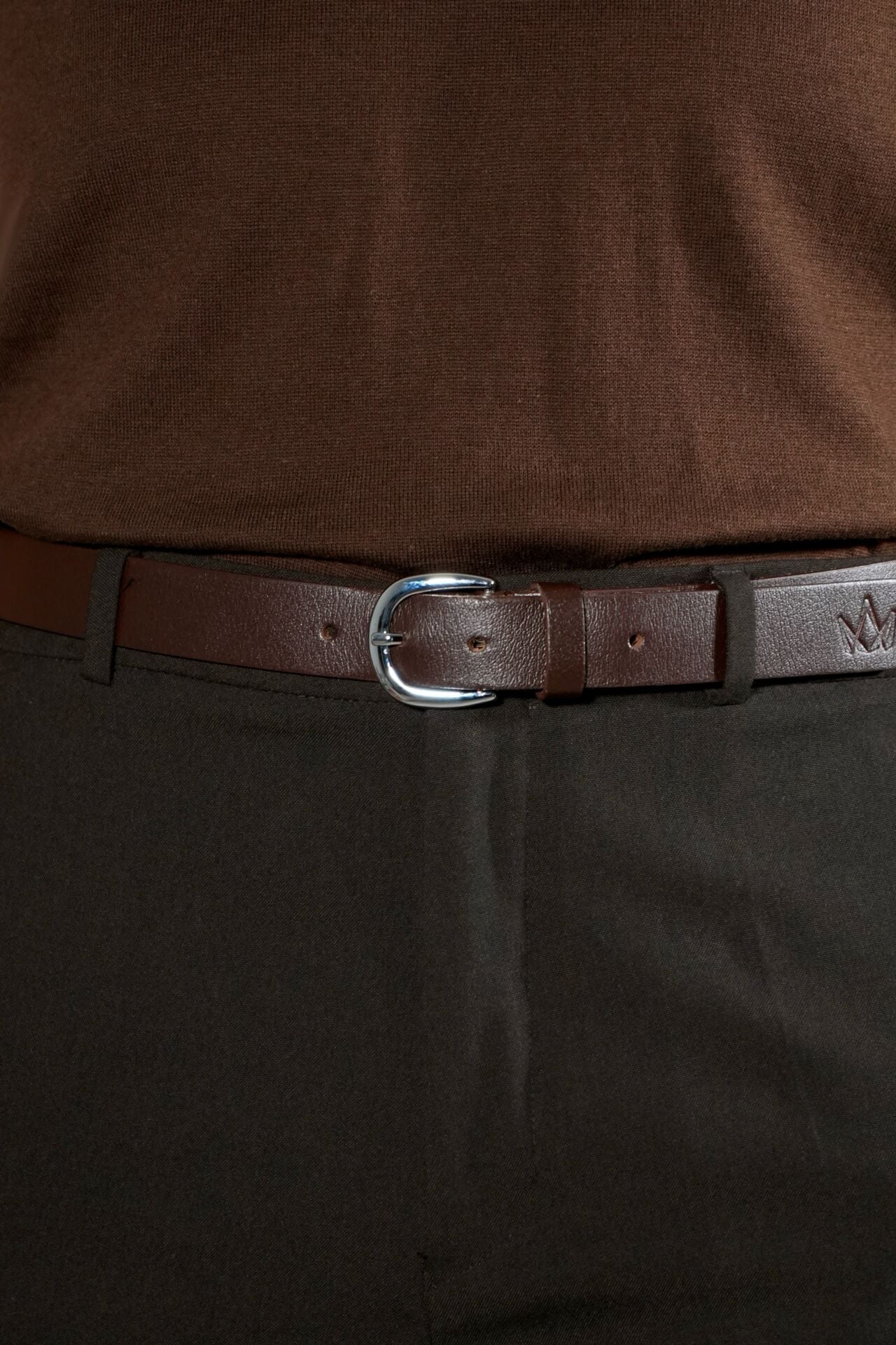 Vintage Tasarım Kahverengi Deri Kemer