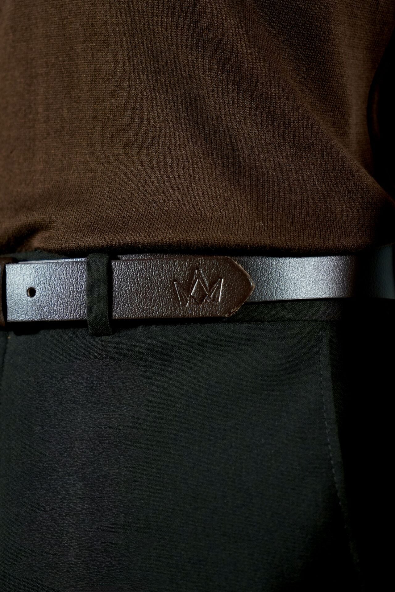 Vintage Tasarım Kahverengi Deri Kemer