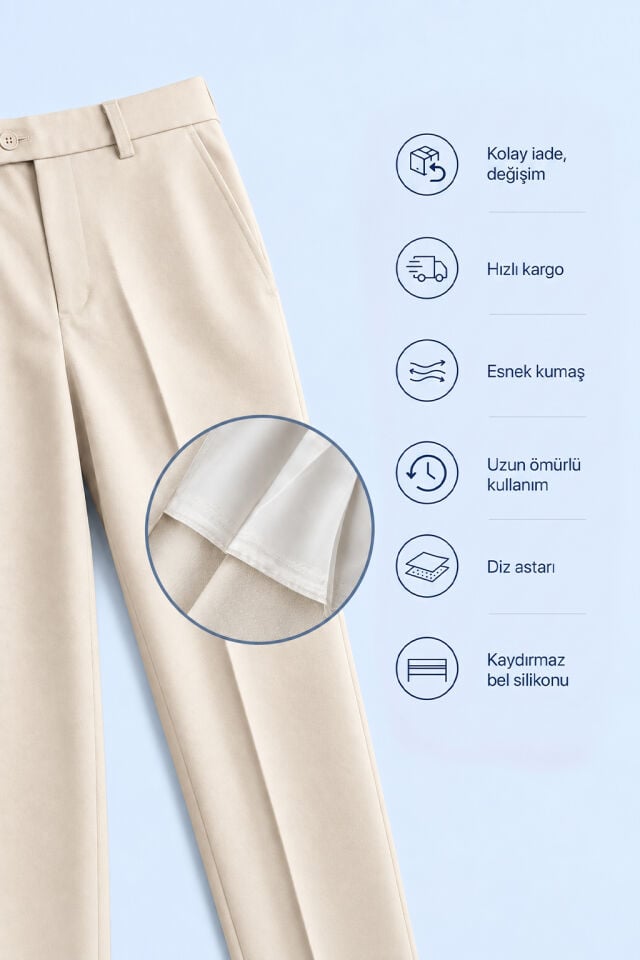 Klasik Bej Kumaş Pantolon/Manovam Premium