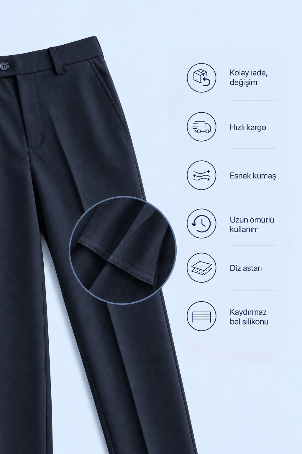 Lacivert Klasik Kumaş Pantolon – Premium Seri – görsel 2