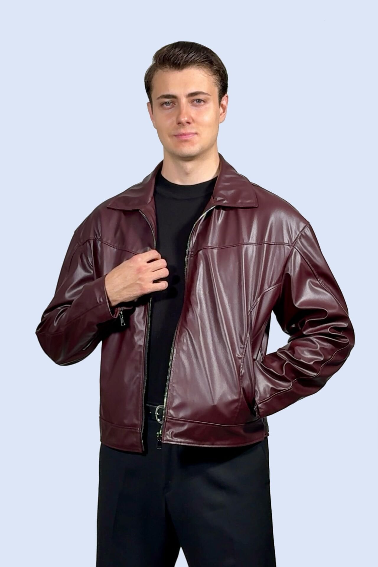 Bordo Suni Deri Ceket