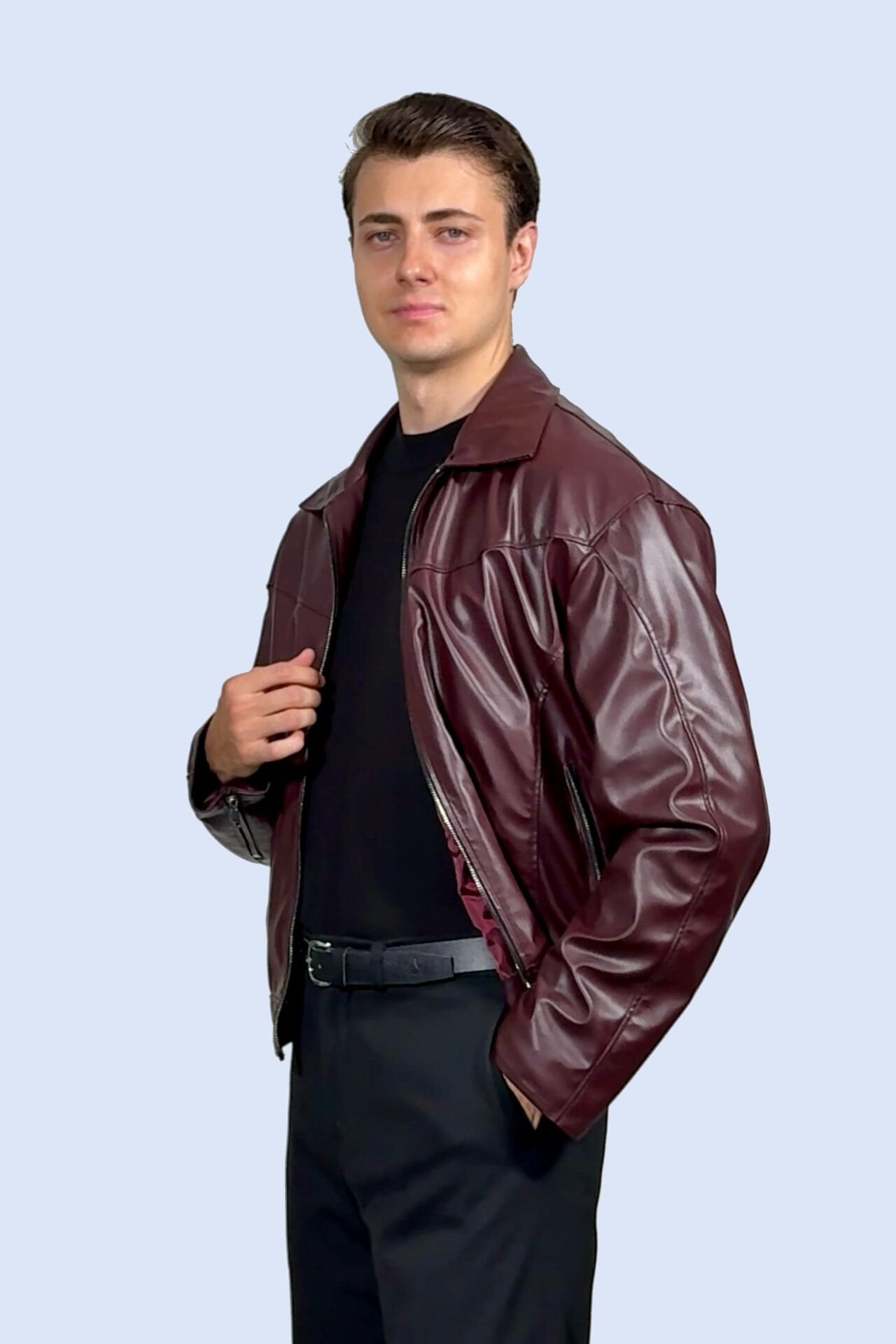 Bordo Suni Deri Ceket