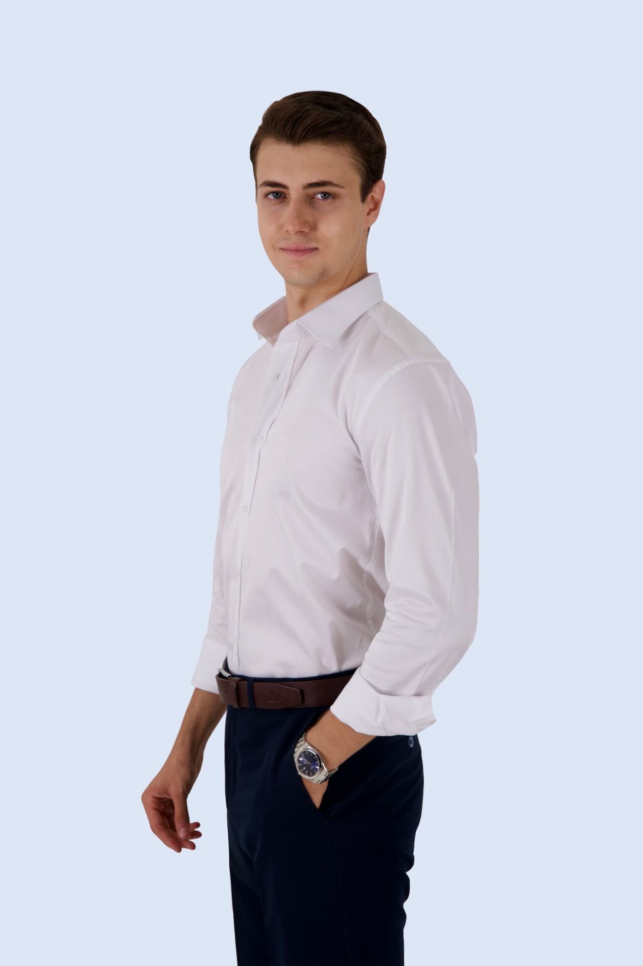 Beyaz Pamuk Saten Gömlek