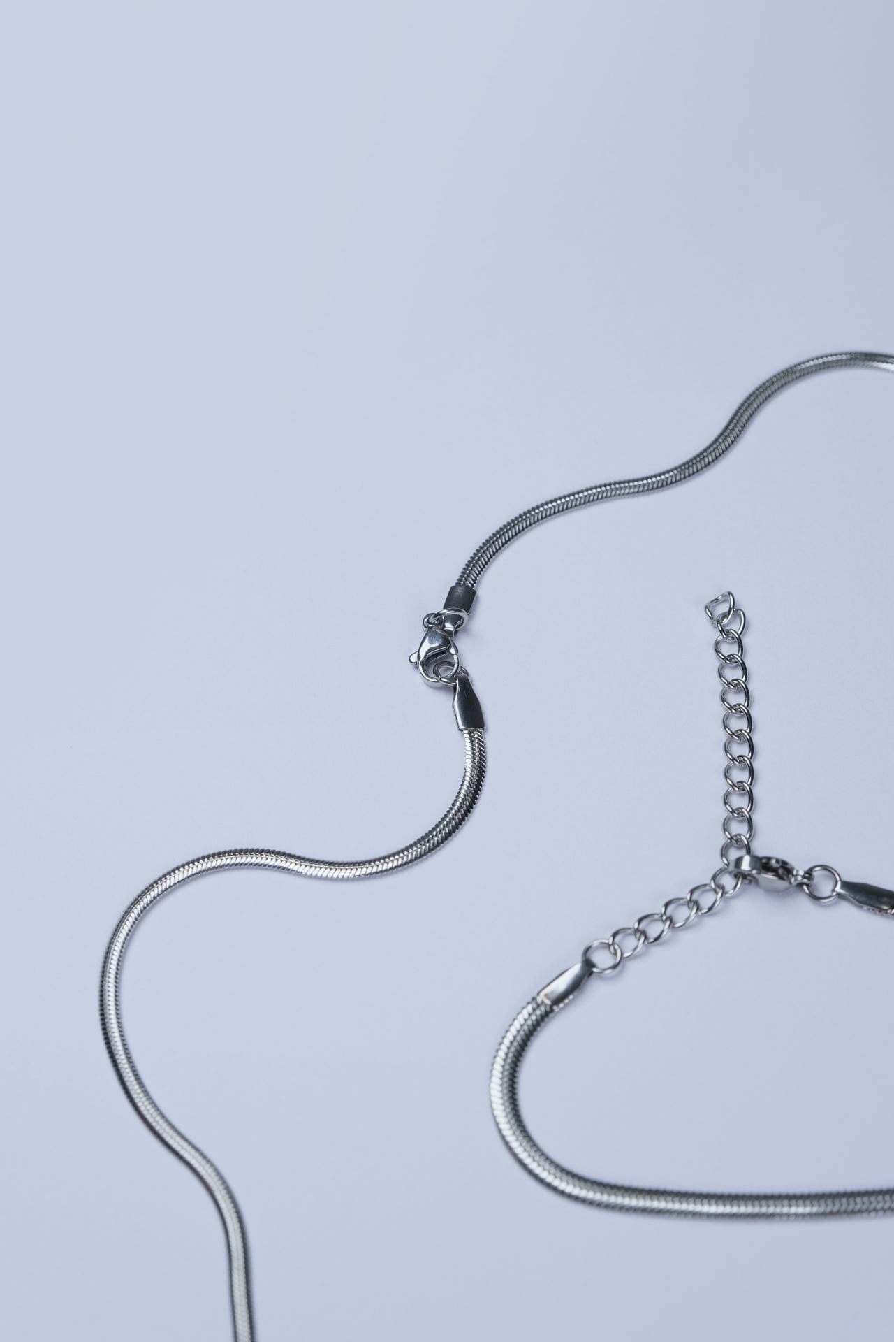 Balık sırtı model-Paslanmaz Çelik İnce Kolye ve İnce Bileklik Set