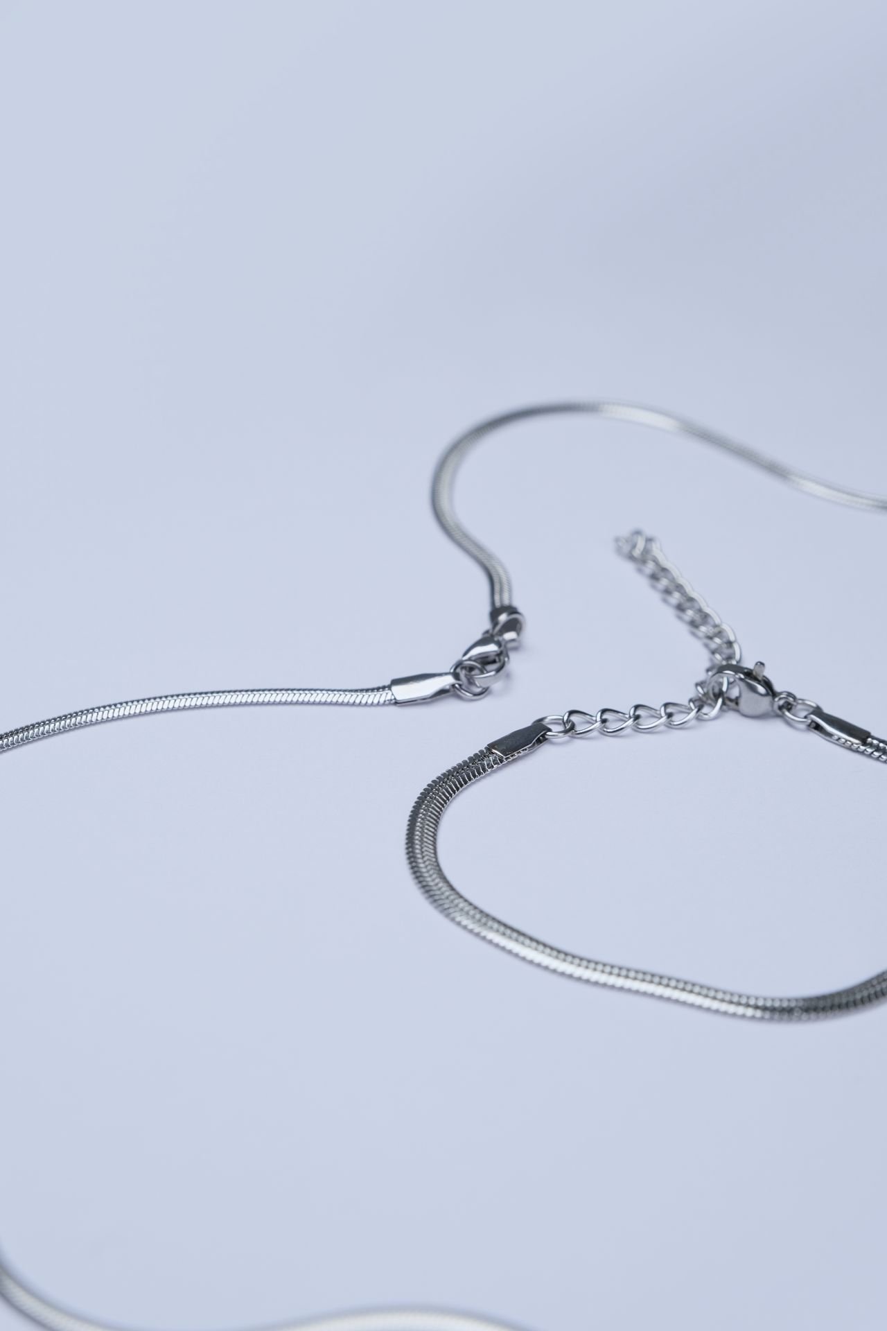 Balık sırtı model-Paslanmaz Çelik İnce Kolye ve İnce Bileklik Set