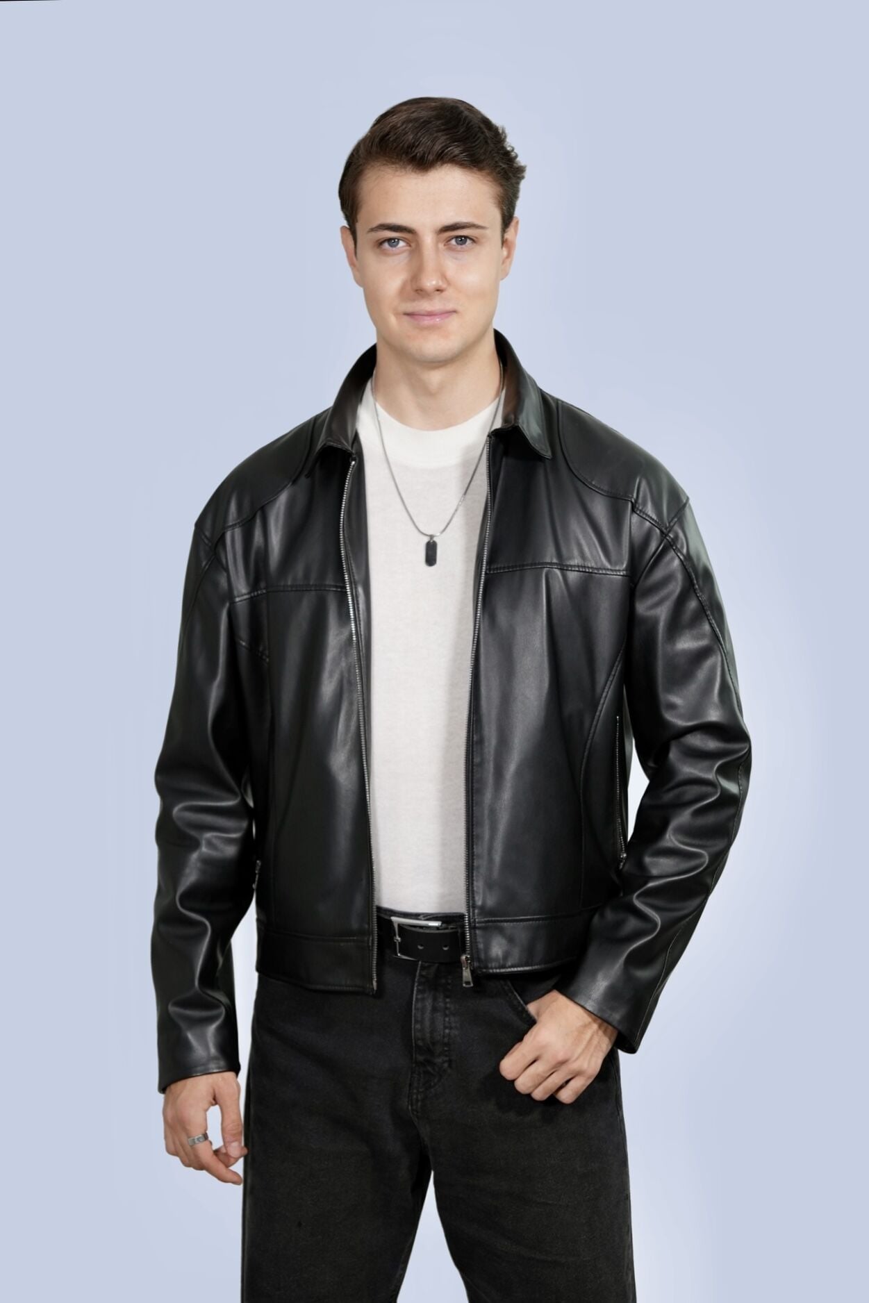 Siyah Suni Deri Ceket