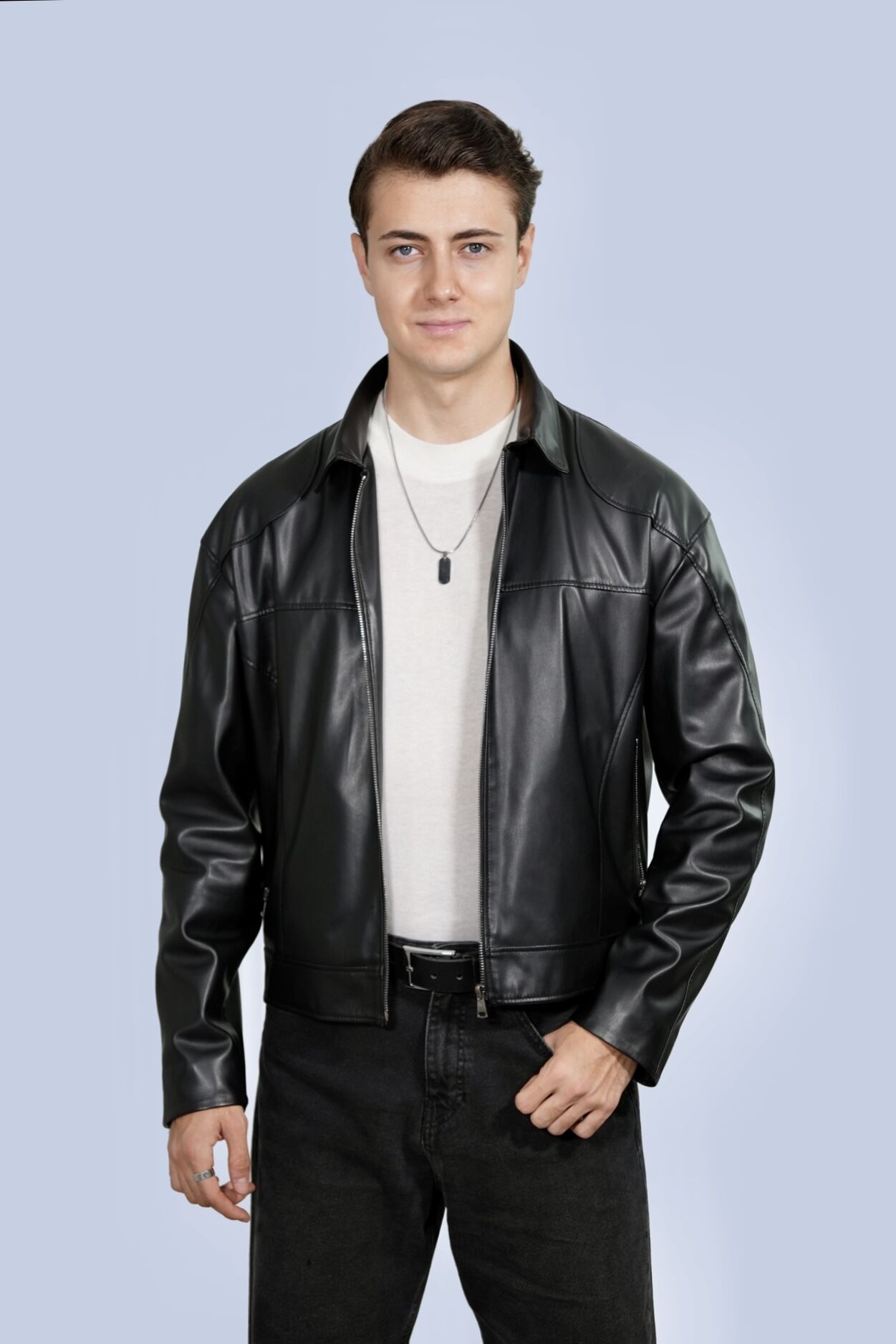 Siyah Suni Deri Ceket