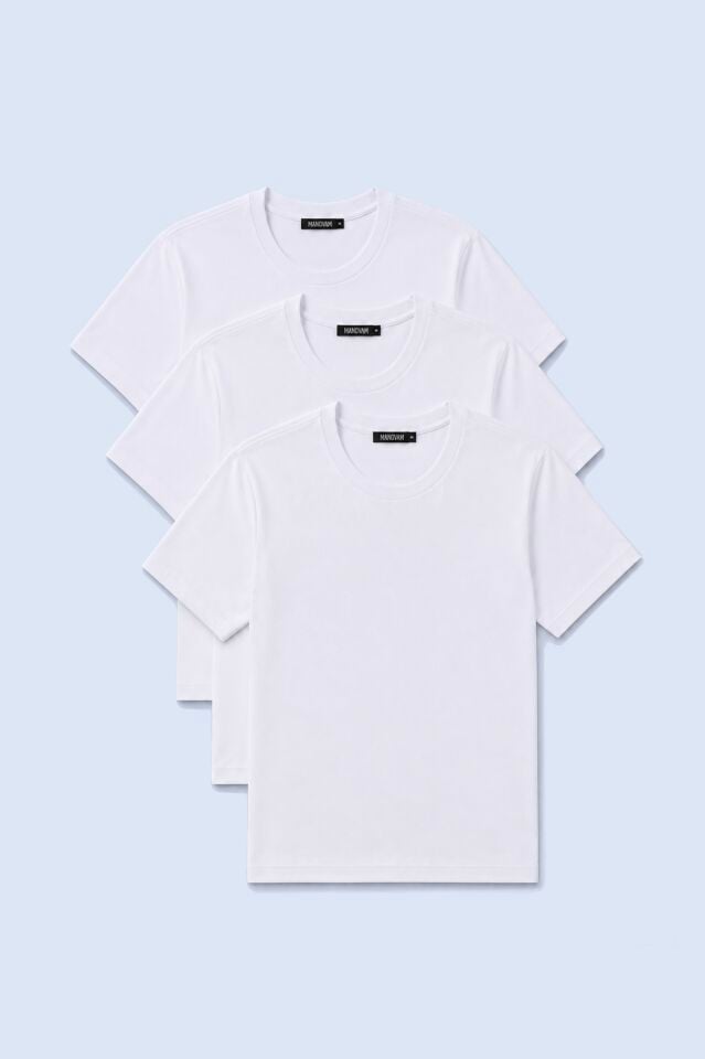 3'lü Basic Beyaz Tişört Set