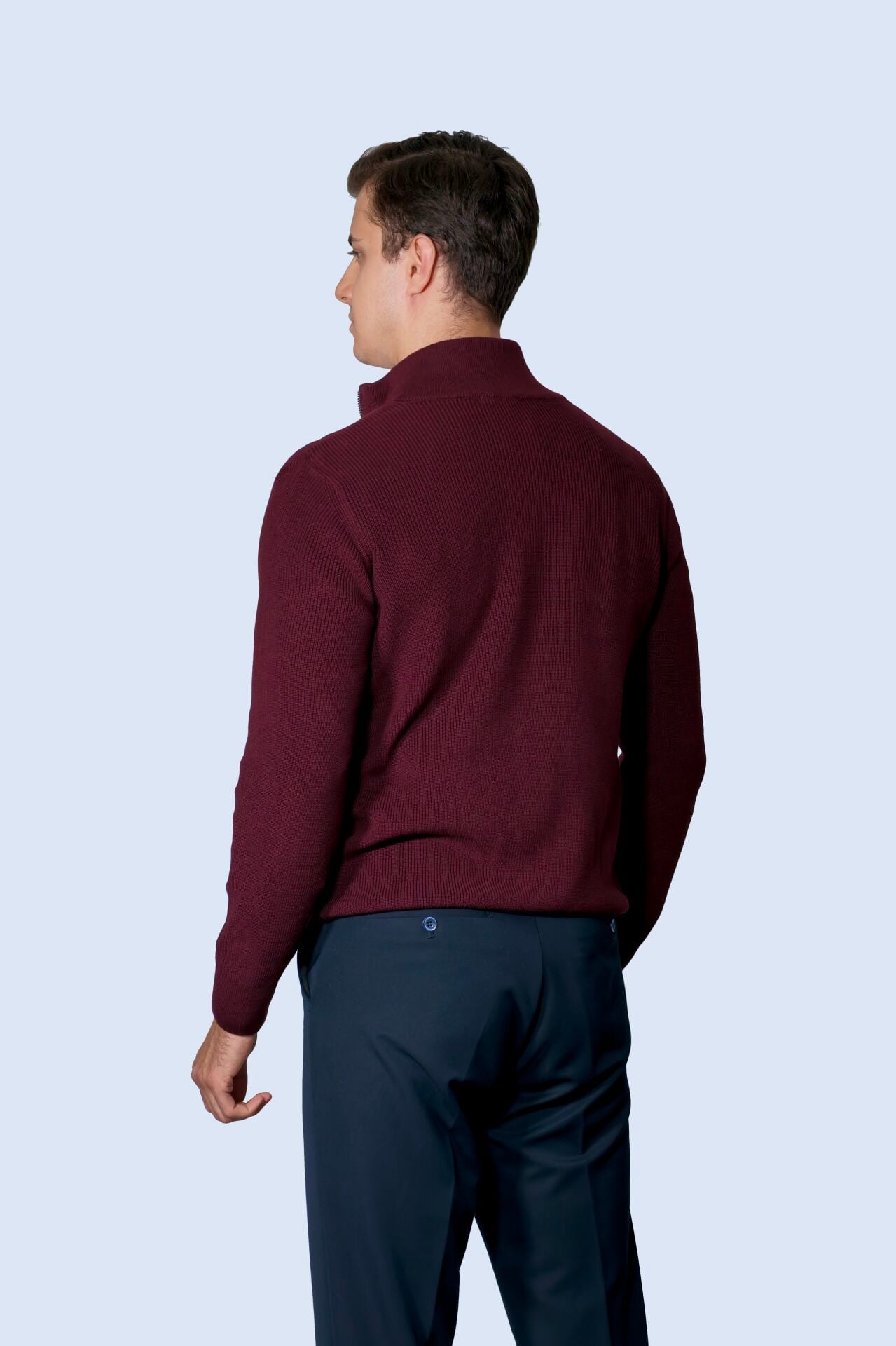 Çift Fermuarlı Bordo Hırka
