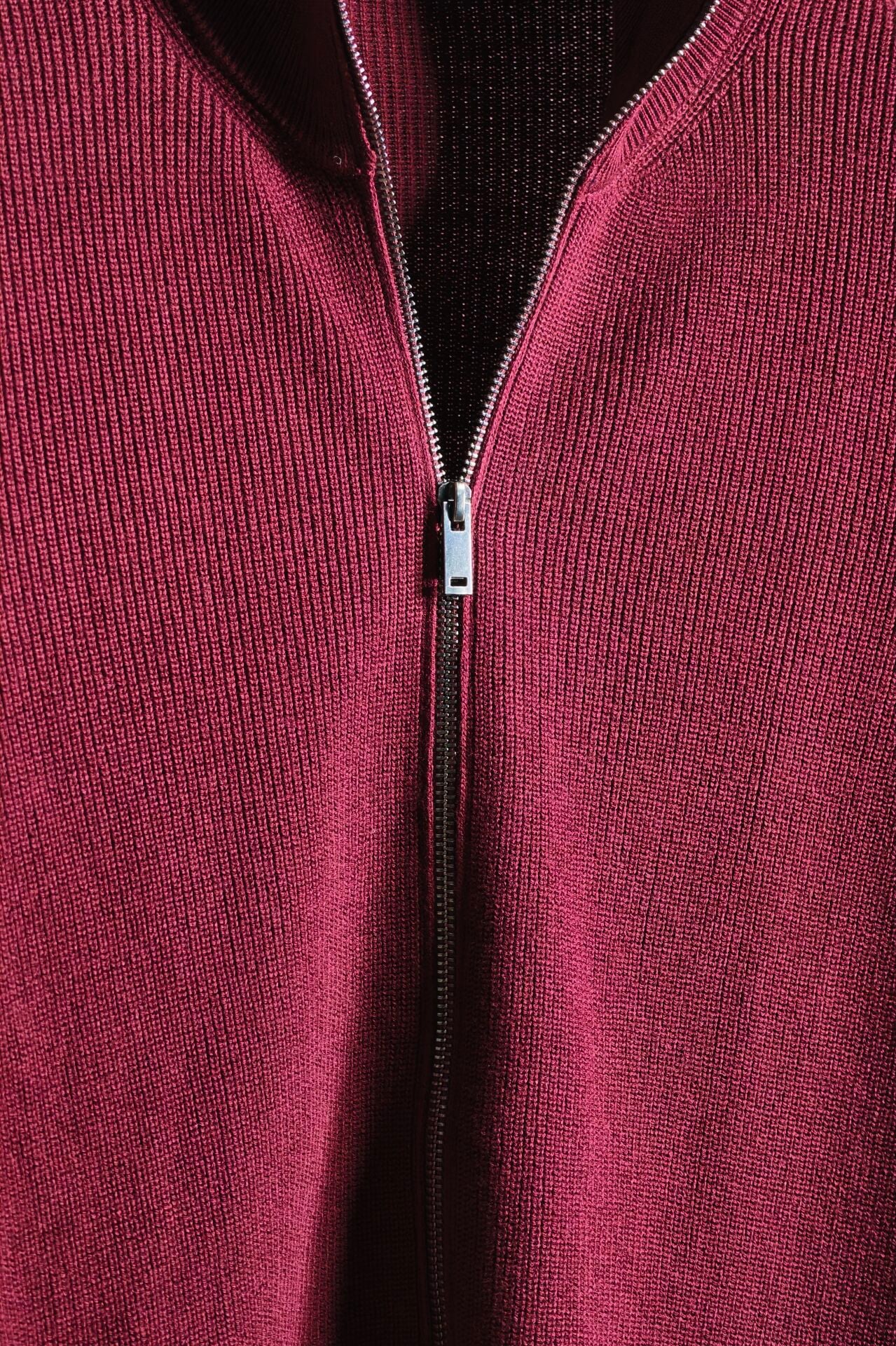 Çift Fermuarlı Bordo Hırka