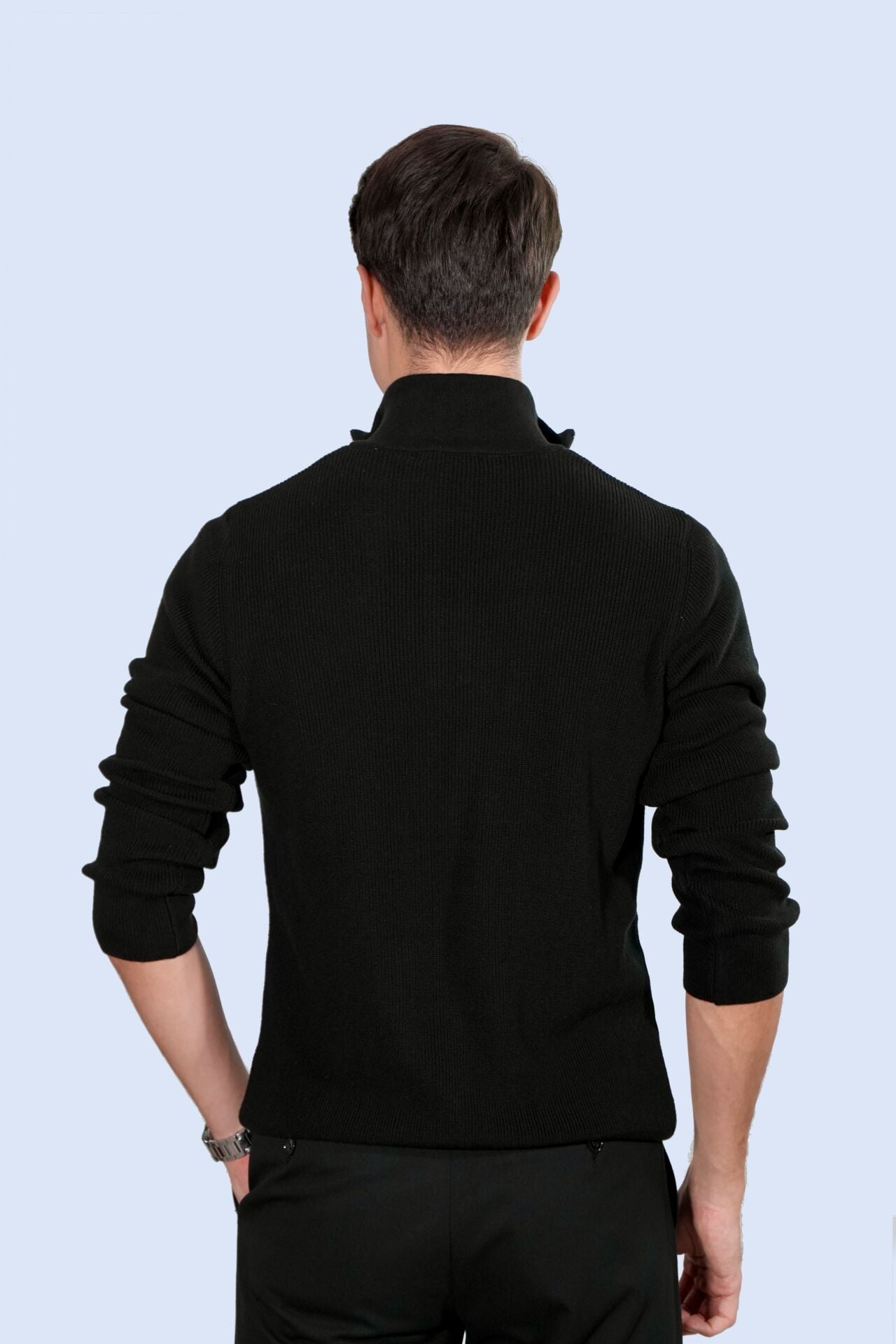 Siyah Zip Yaka Triko