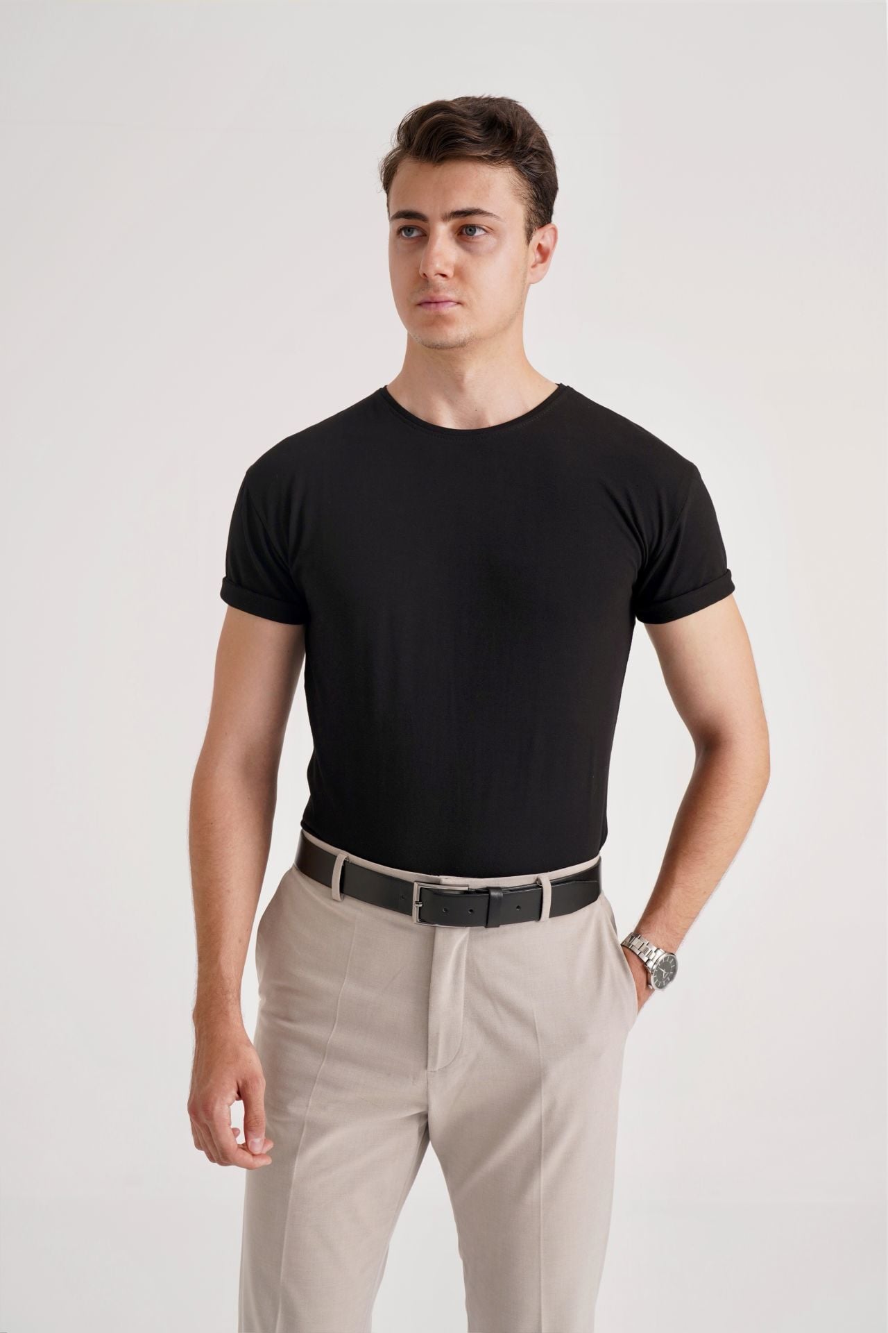 Basic Siyah ve Beyaz Tişört İkili Set