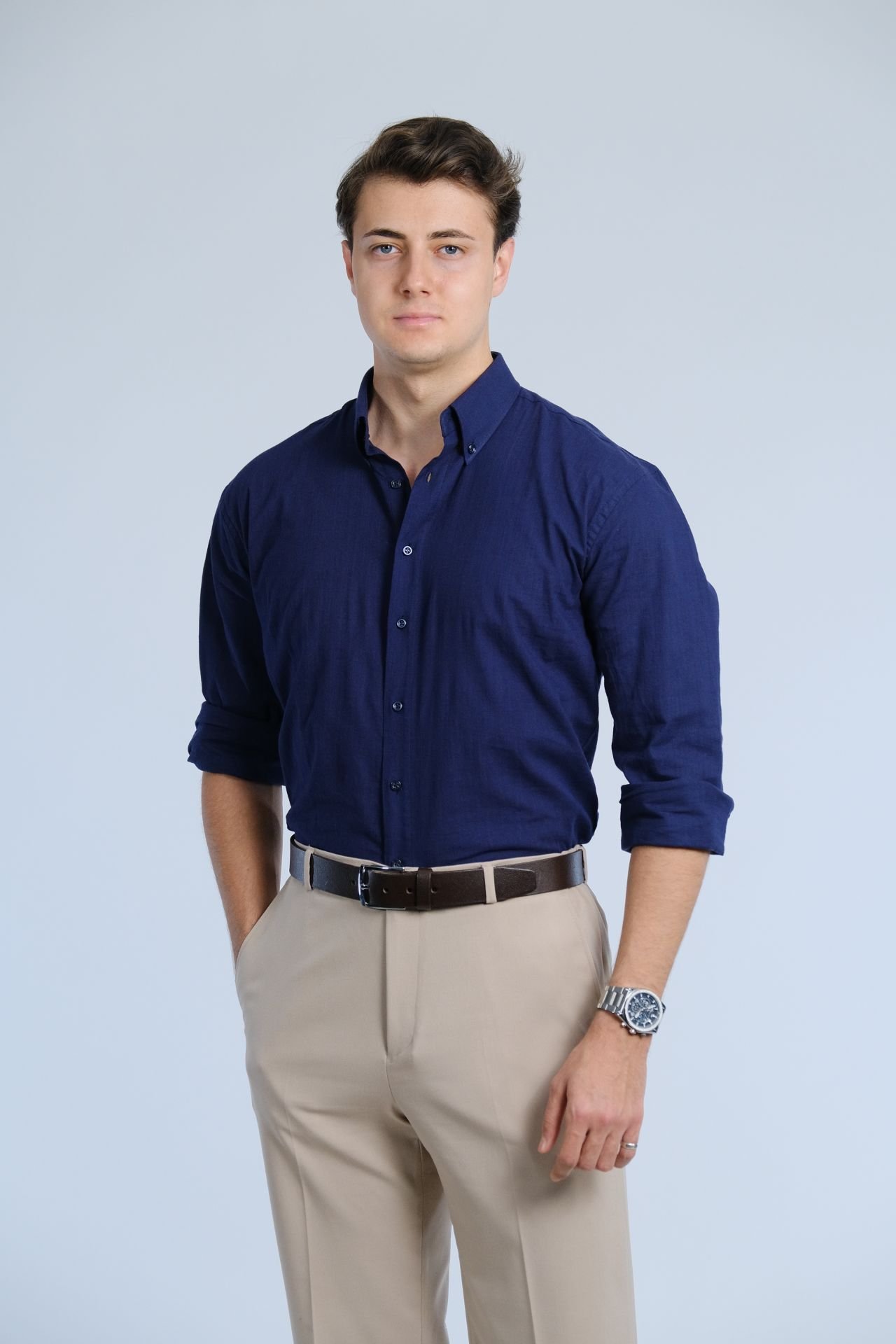 Lacivert Gömlek / Dik Yaka