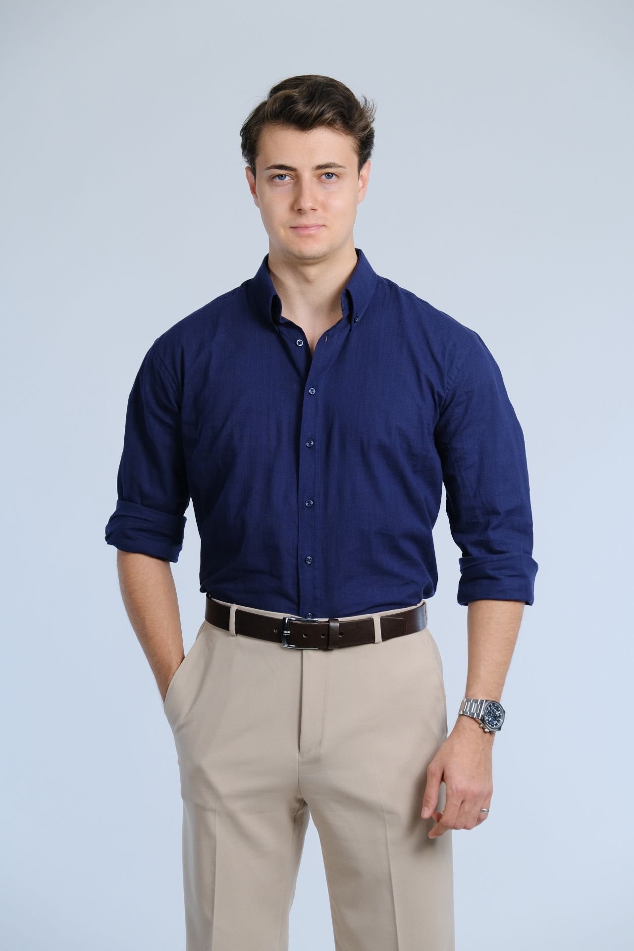 Lacivert Gömlek / Dik Yaka