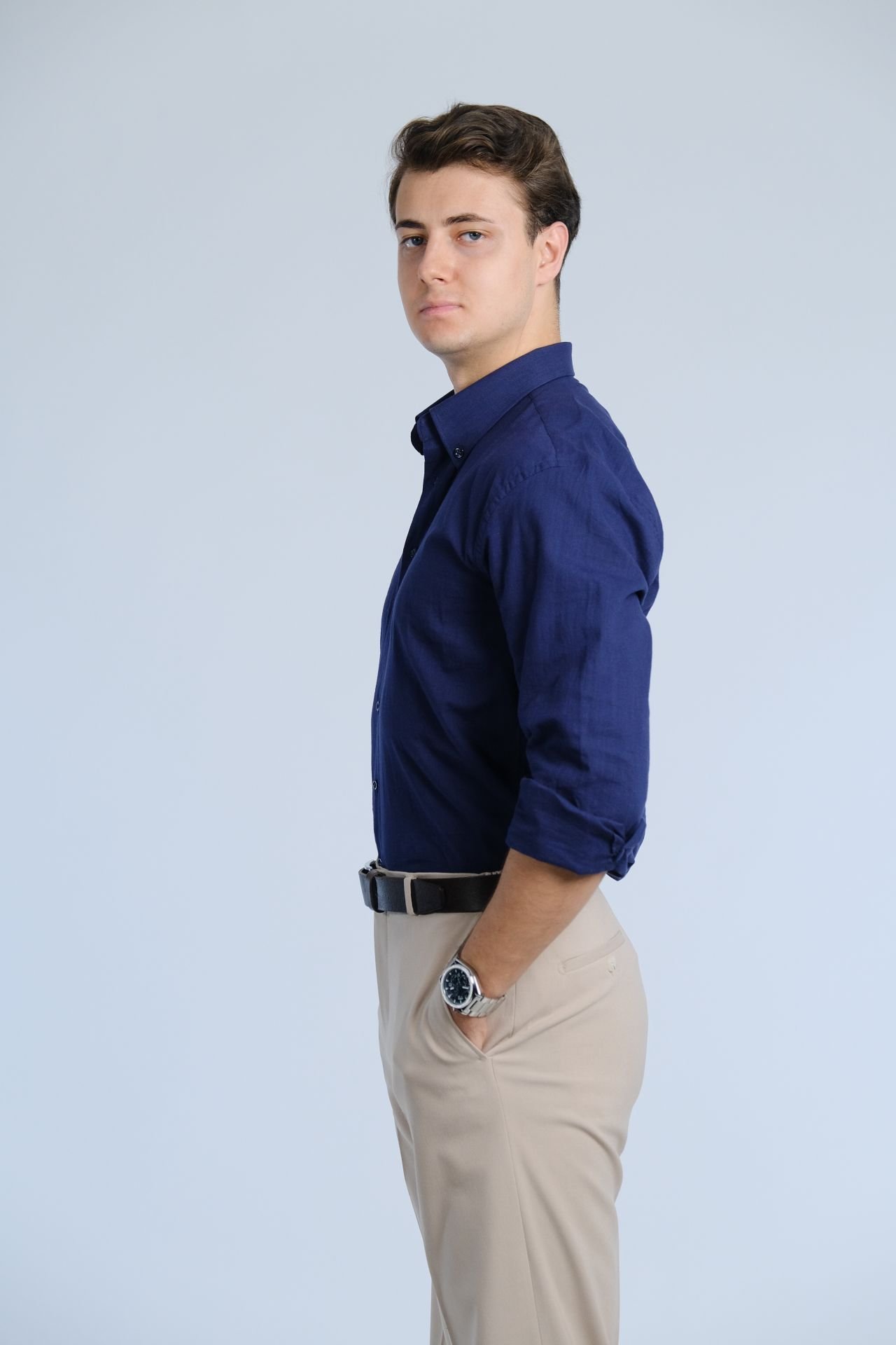 Lacivert Gömlek / Dik Yaka