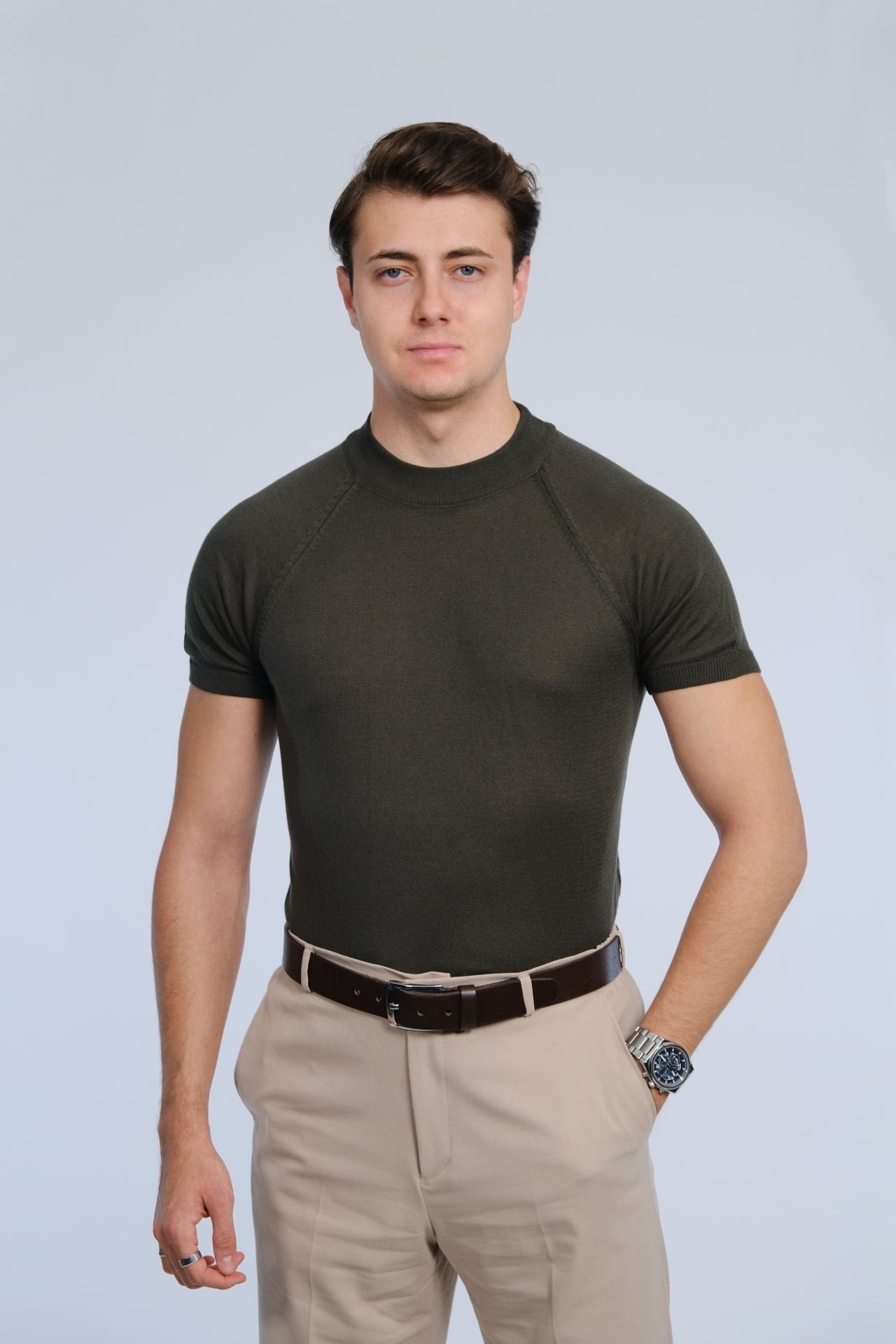 Haki Triko Tişört | Manovam