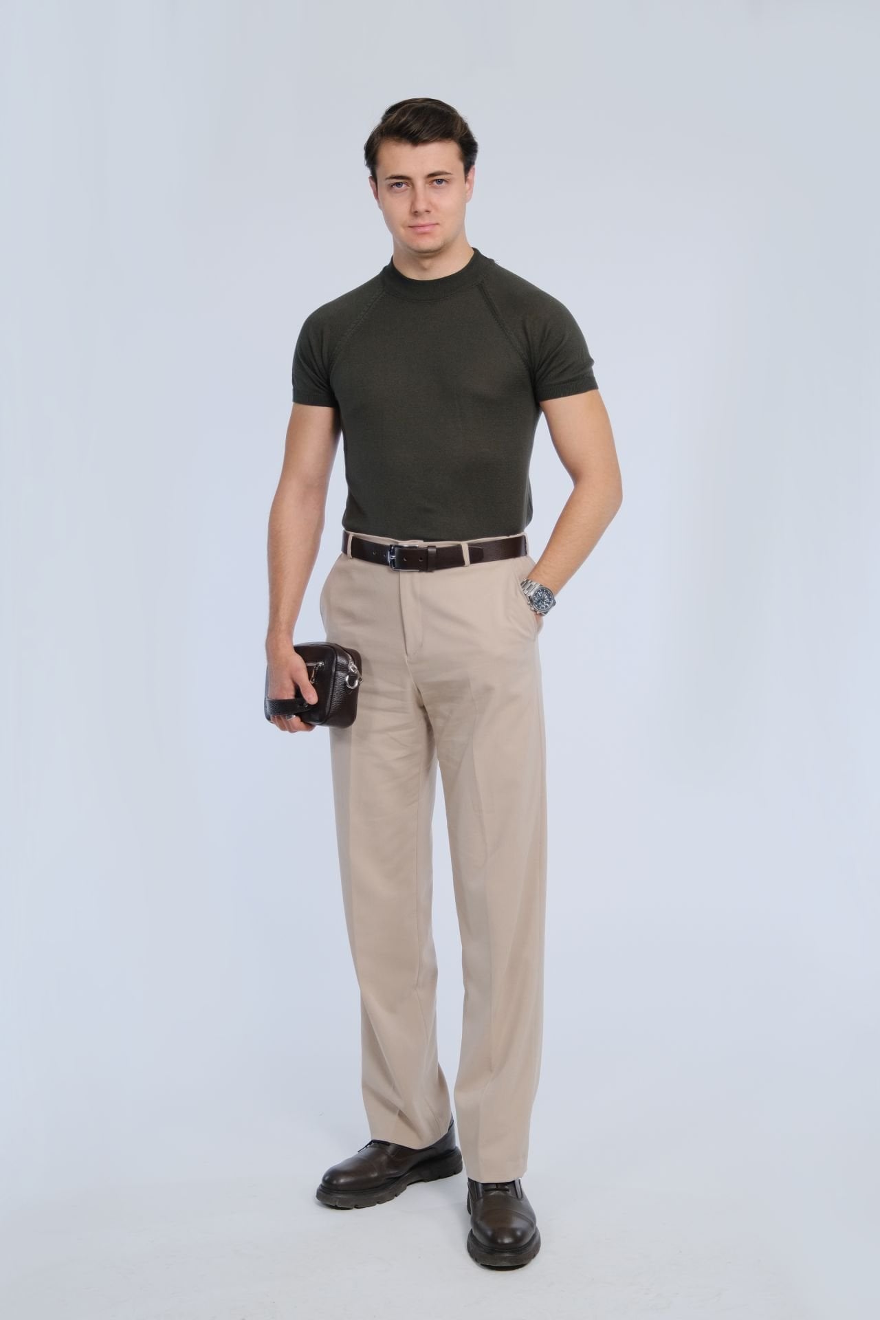 Haki Triko Tişört | Manovam