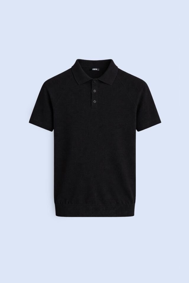 Siyah Polo Yaka Triko Tişört