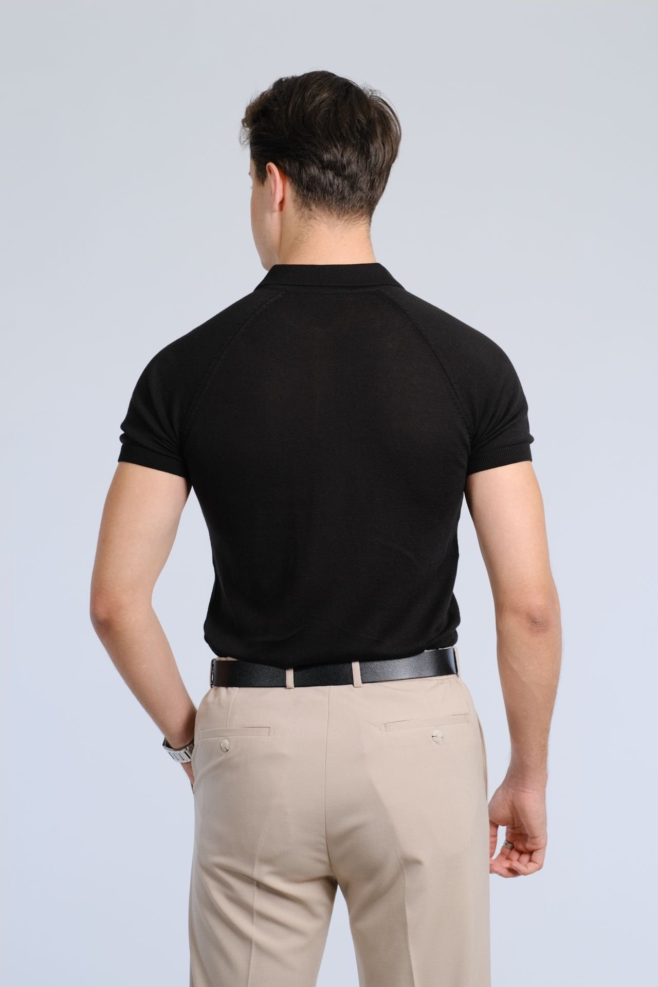 Siyah Polo Yaka Triko Tişört