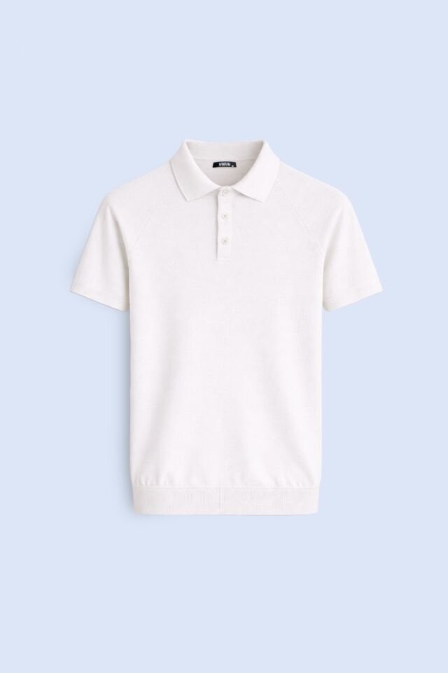 Beyaz Polo Yaka Triko Tişört