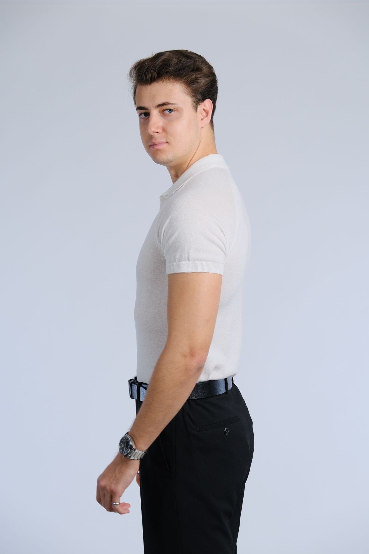 Beyaz Polo Yaka Triko Tişört