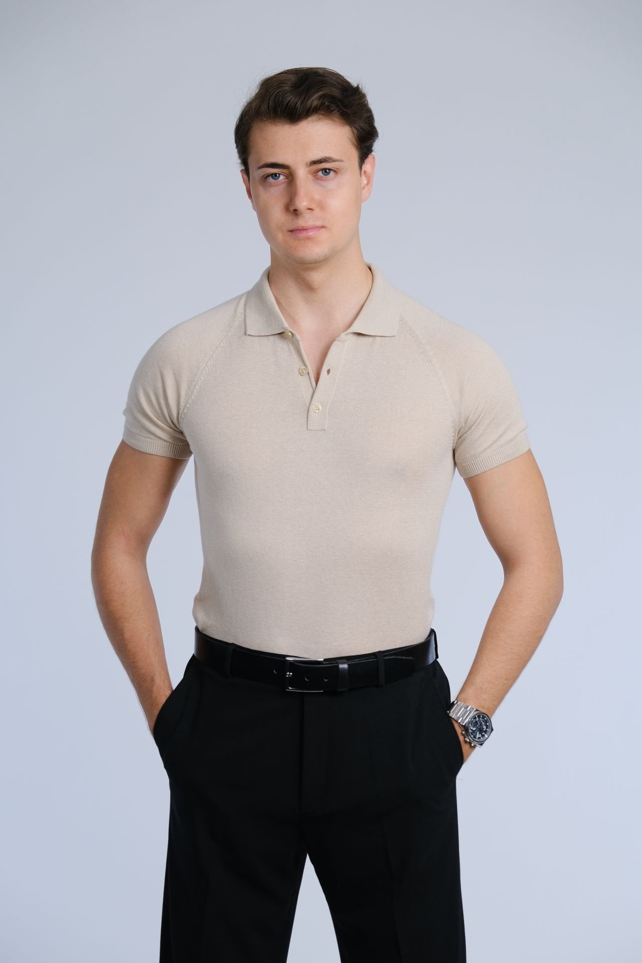 Bej Polo Yaka Triko Tişört