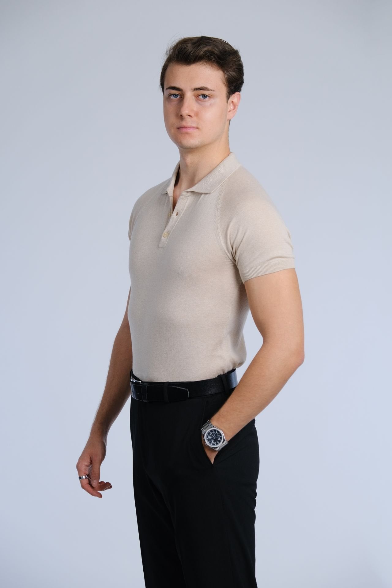 Bej Polo Yaka Triko Tişört