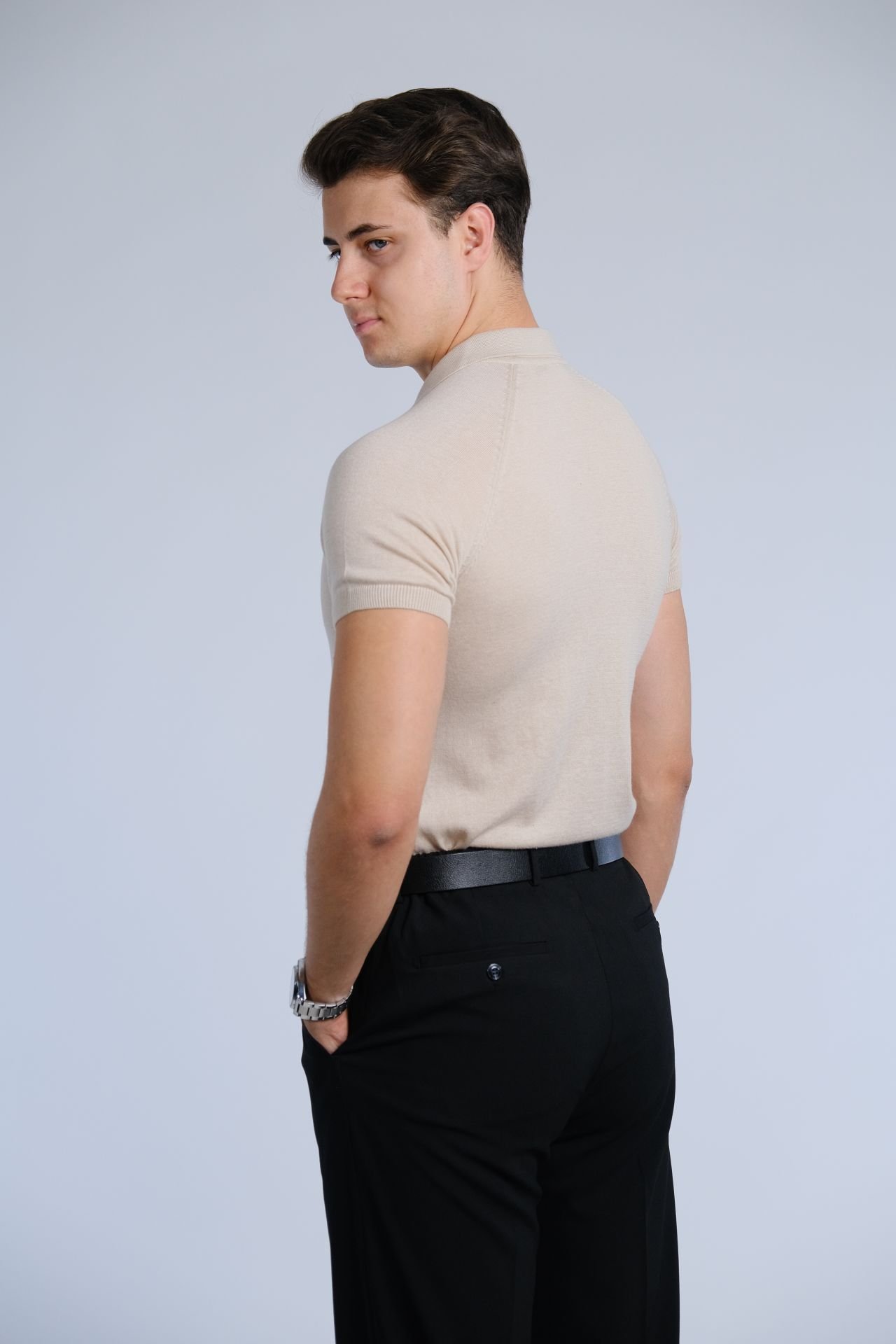 Bej Polo Yaka Triko Tişört