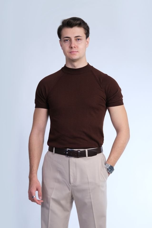 Brown Knitted T-Shirt