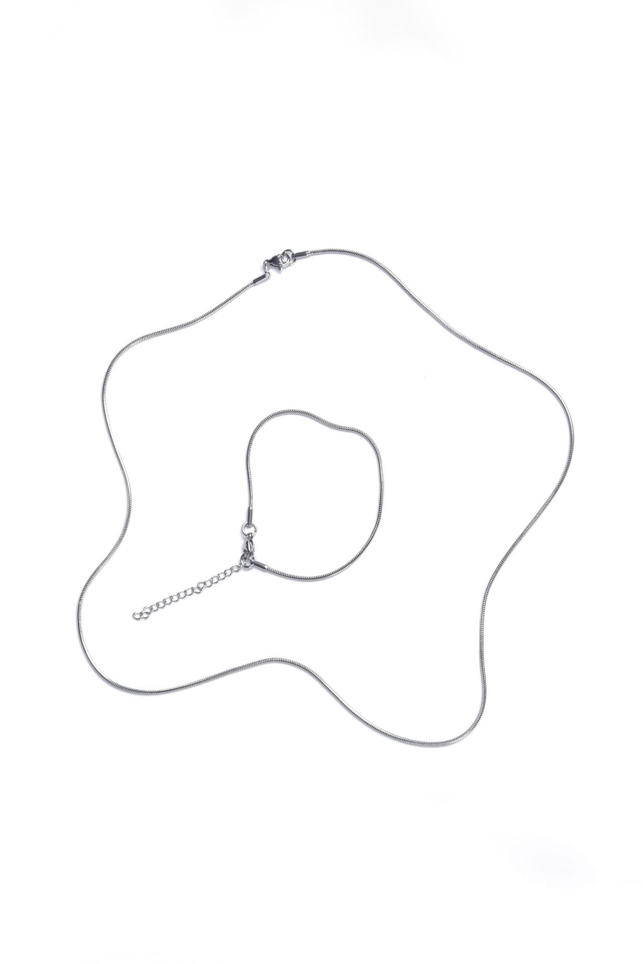 Köşeli Tasarım Paslanmaz Çelik Kolye ve Bileklik Set