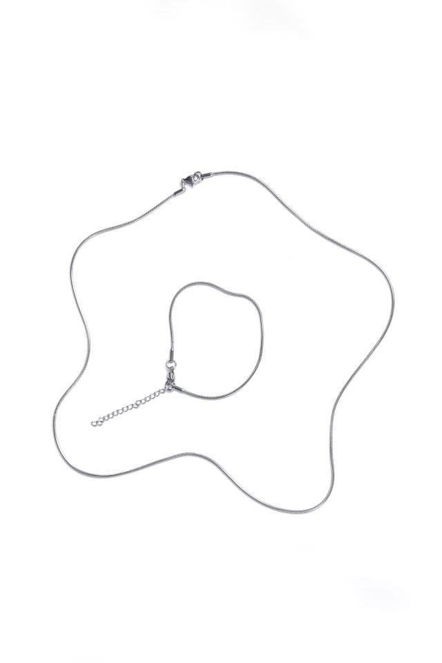 Köşeli Tasarım Paslanmaz Çelik Kolye ve Bileklik Set