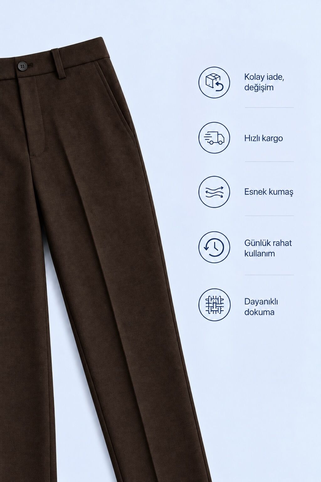 Koyu Kahverengi Kumaş Pantolon