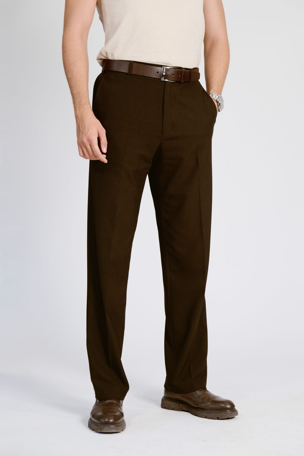 Koyu Kahverengi Kumaş Pantolon