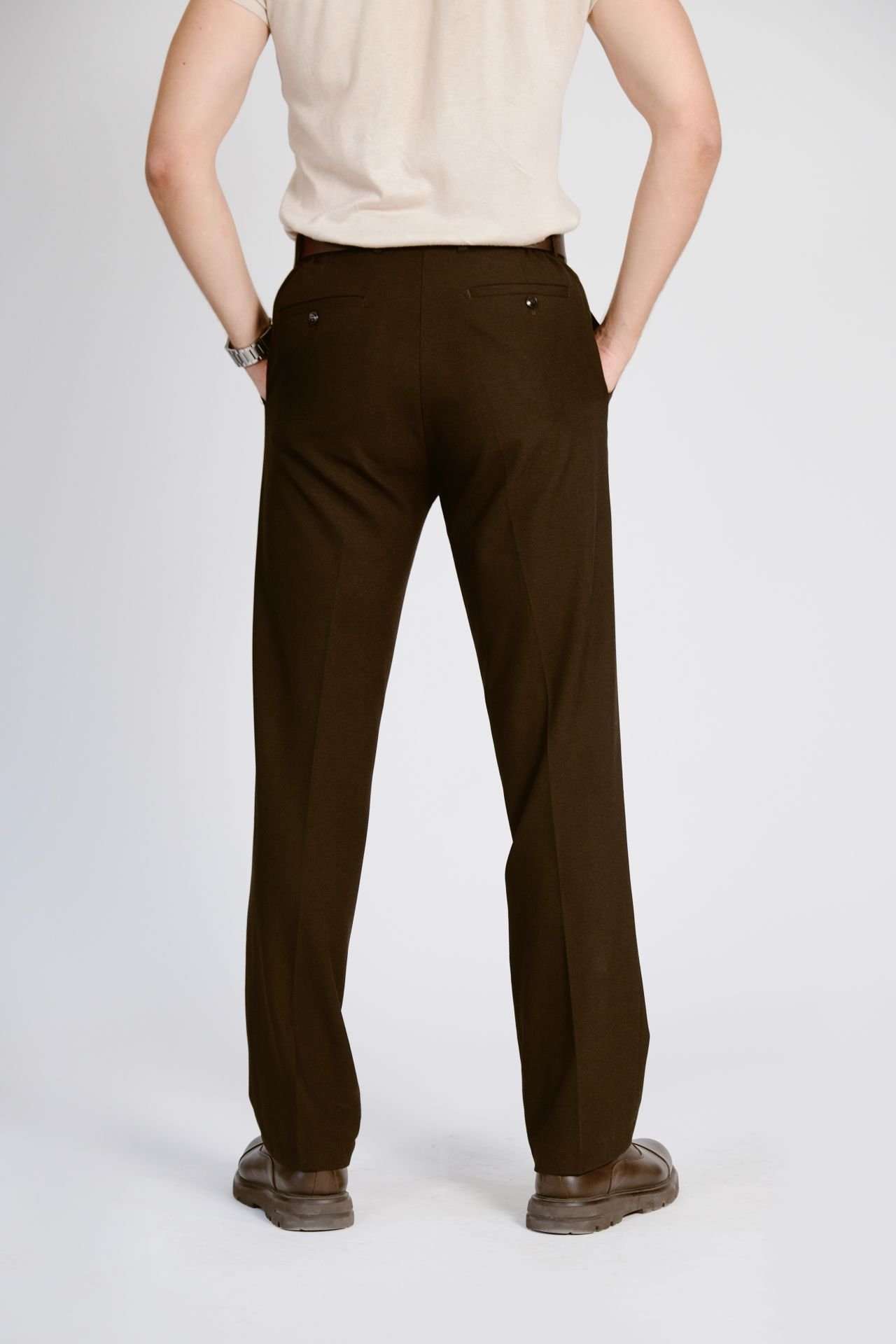 Koyu Kahverengi Kumaş Pantolon