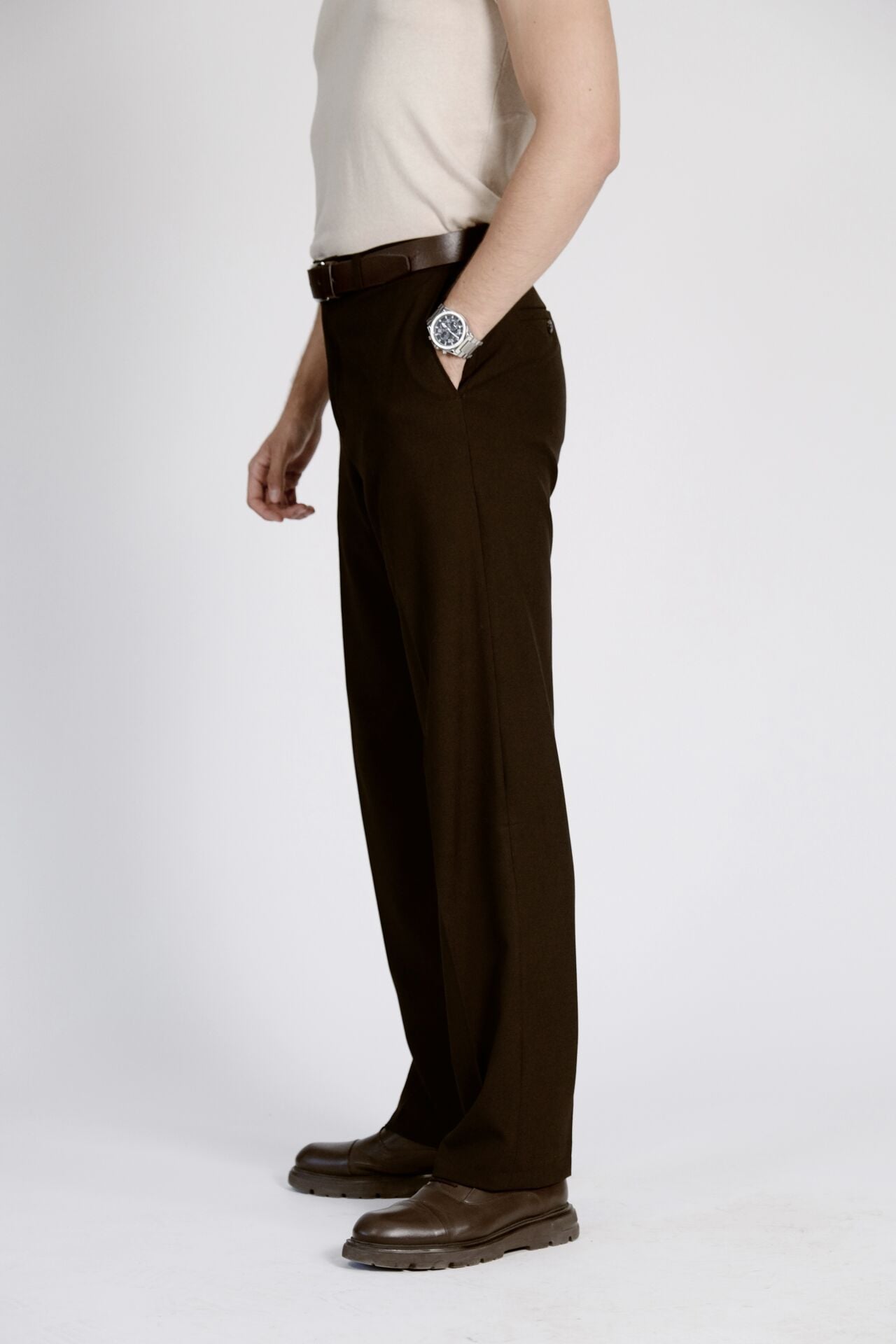 Koyu Kahverengi Kumaş Pantolon