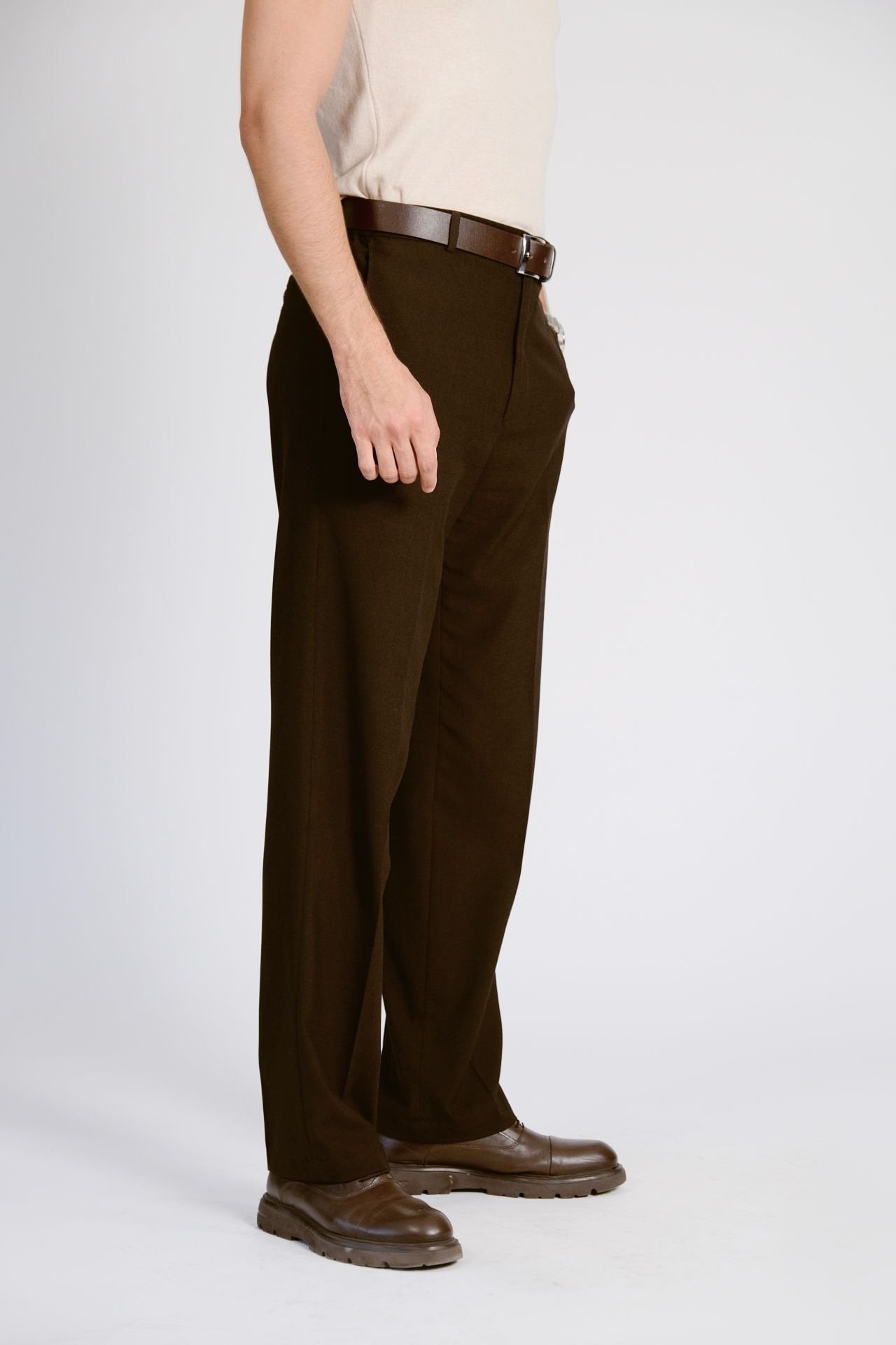 Koyu Kahverengi Kumaş Pantolon