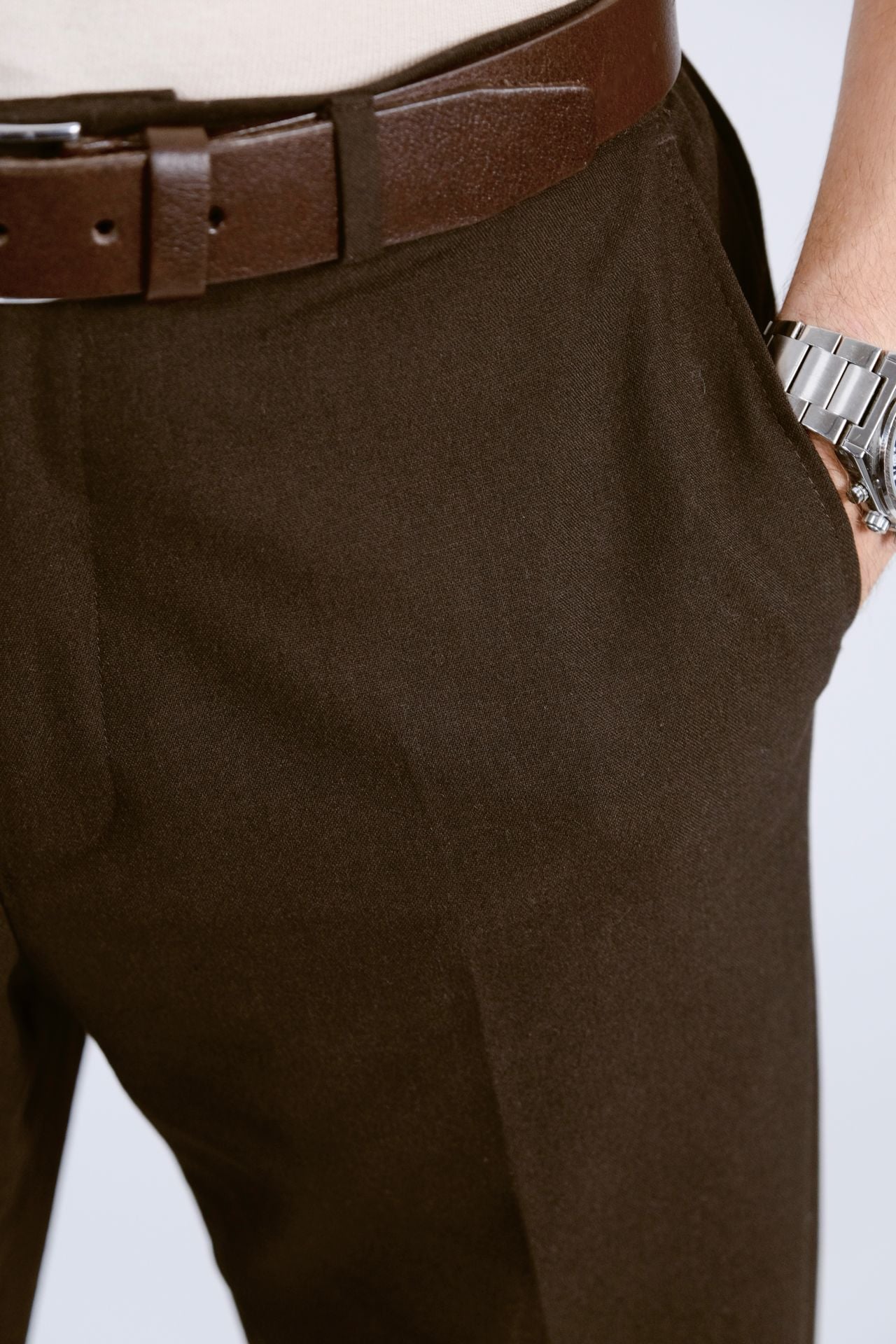 Koyu Kahverengi Kumaş Pantolon