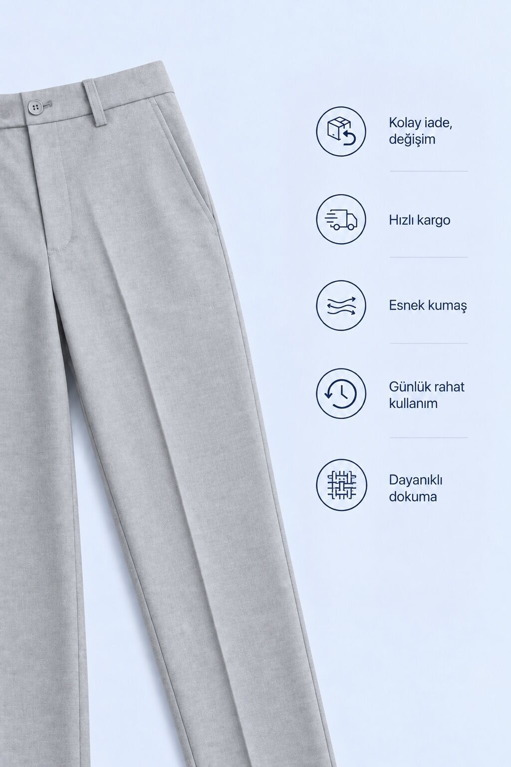 Açık Gri Kumaş Pantolon