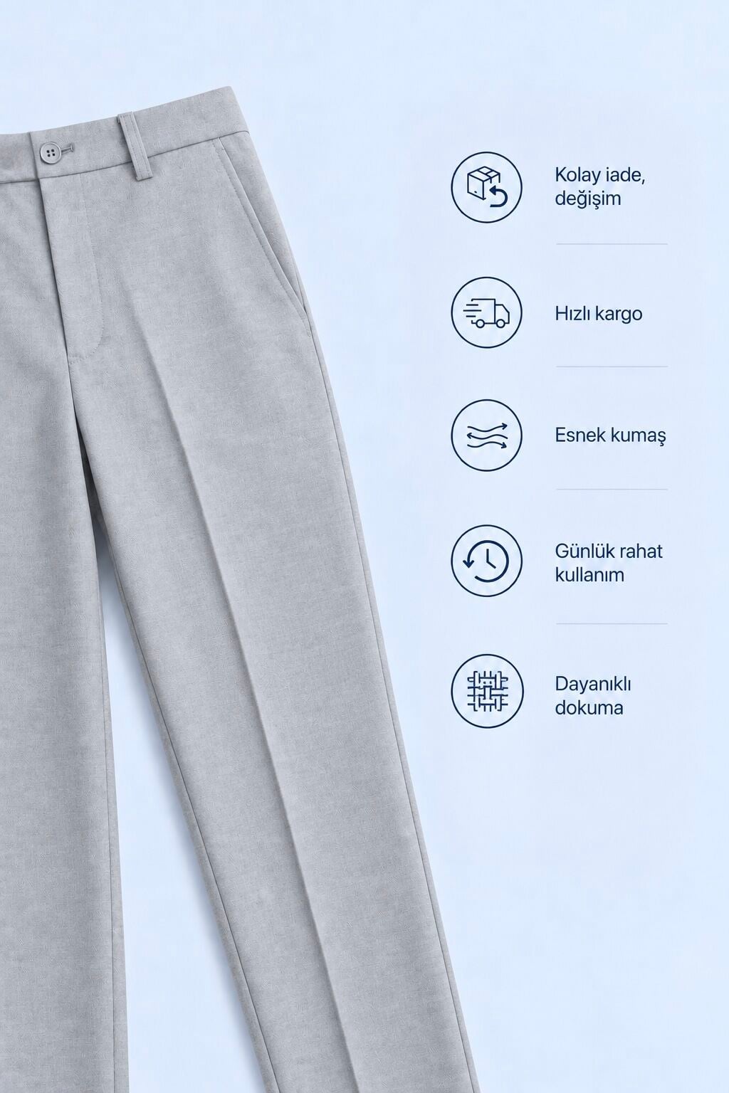Açık Gri Kumaş Pantolon