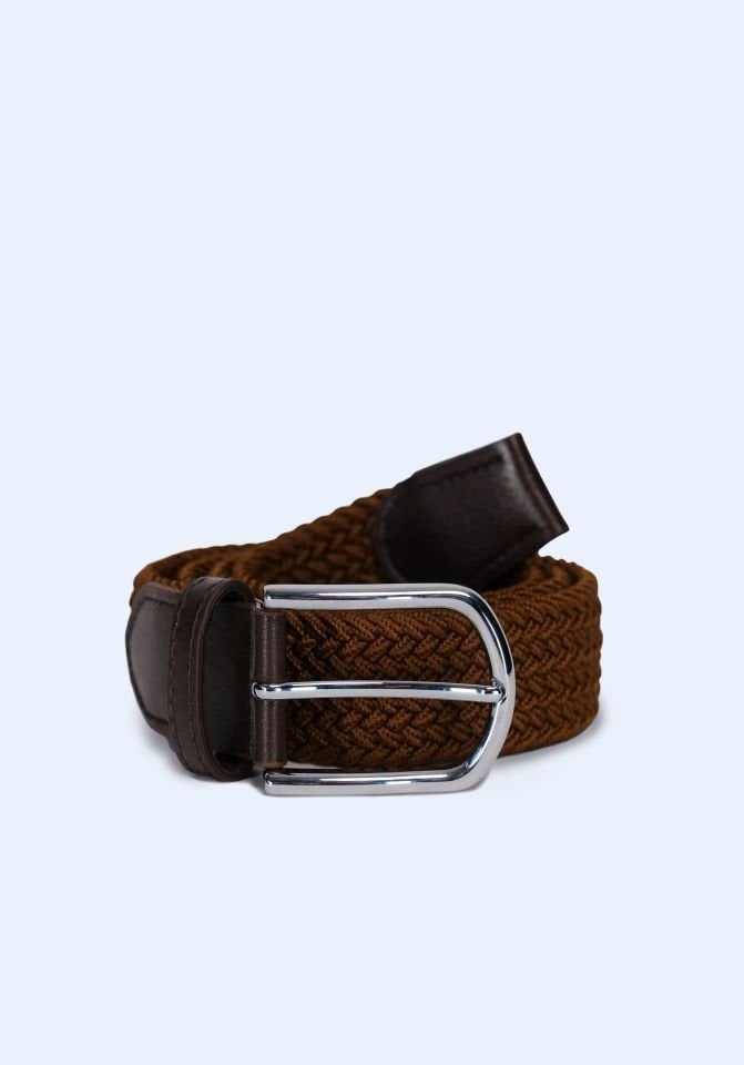 Brown Elastic Knit Belt