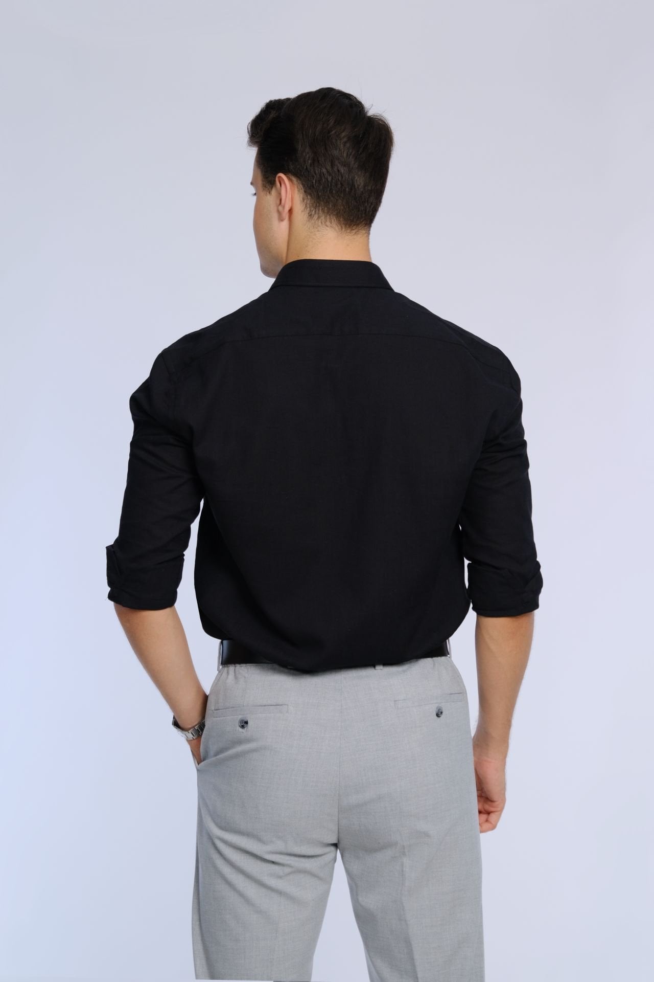 Siyah Gömlek Klasik Yaka