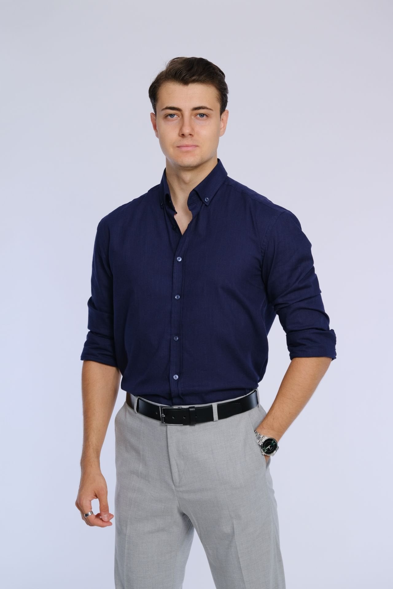 Lacivert Gömlek Klasik Yaka